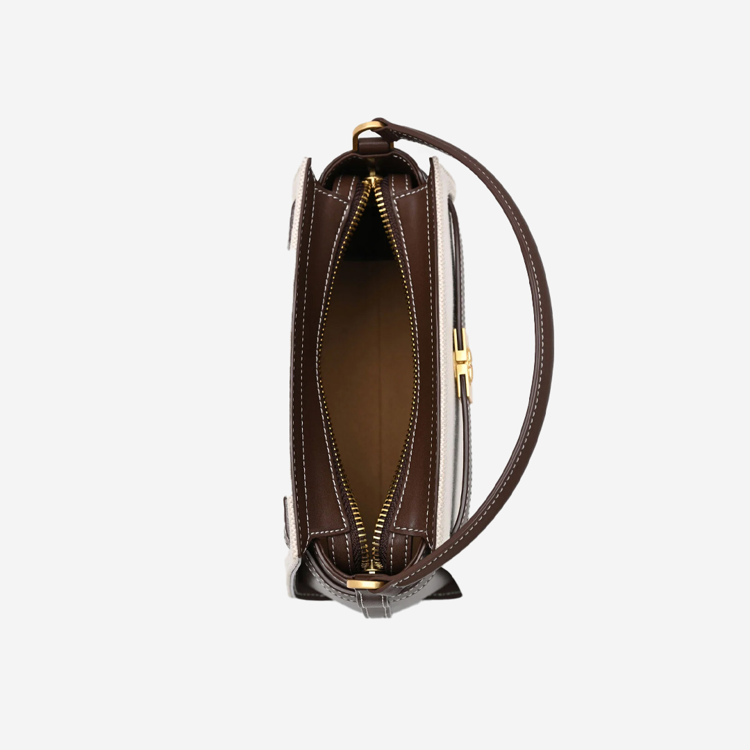  Pedro Belted Canvas Handbag - Dark Brown Canvas 