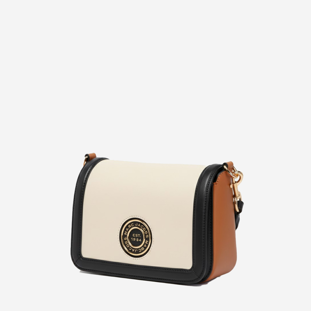  Marc Jacobs Insignia Full Flap Disk Logo Crossbody Smoked Almond 