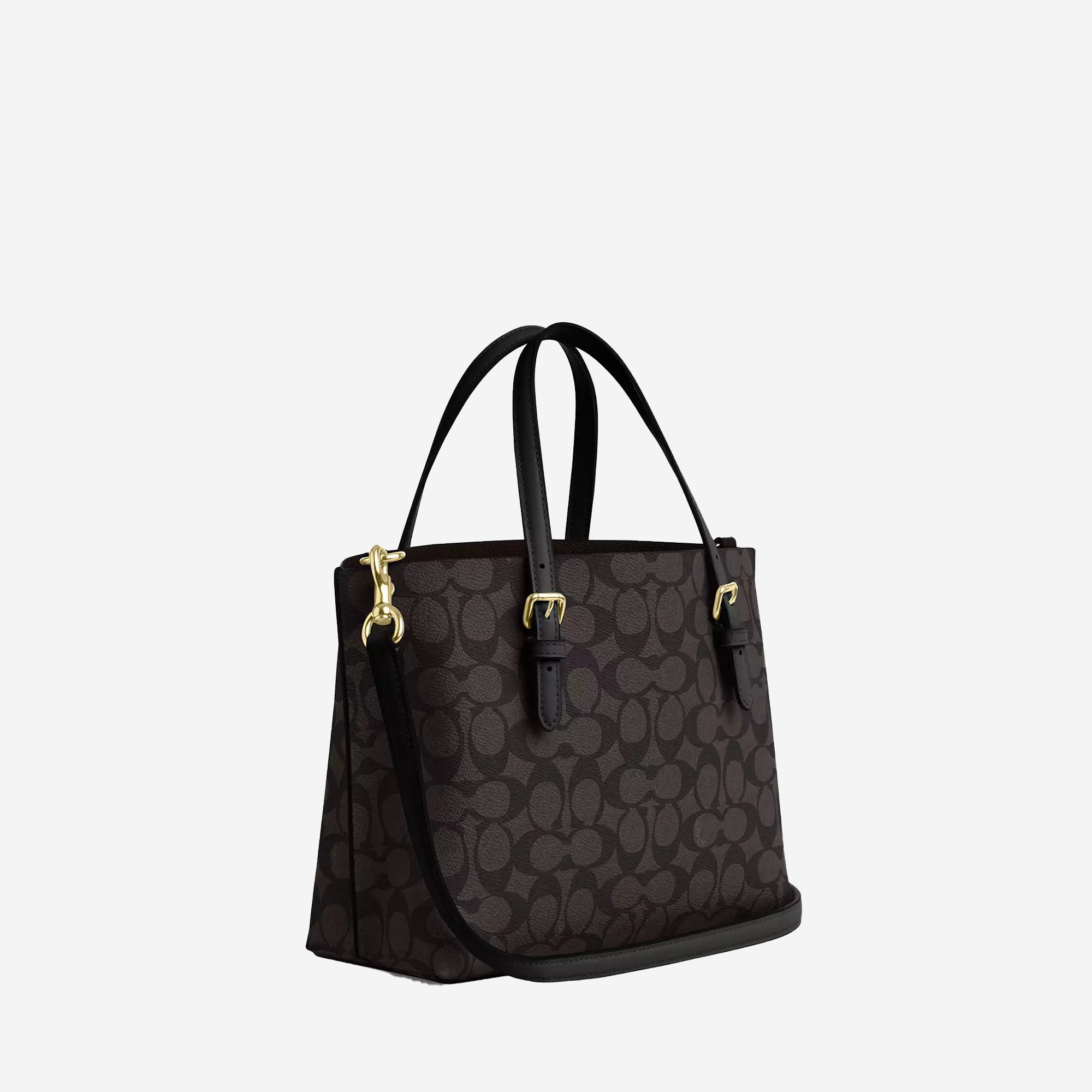  Coach Mollie Tote Bag 25 In Signature Canvas Walnut/Black 