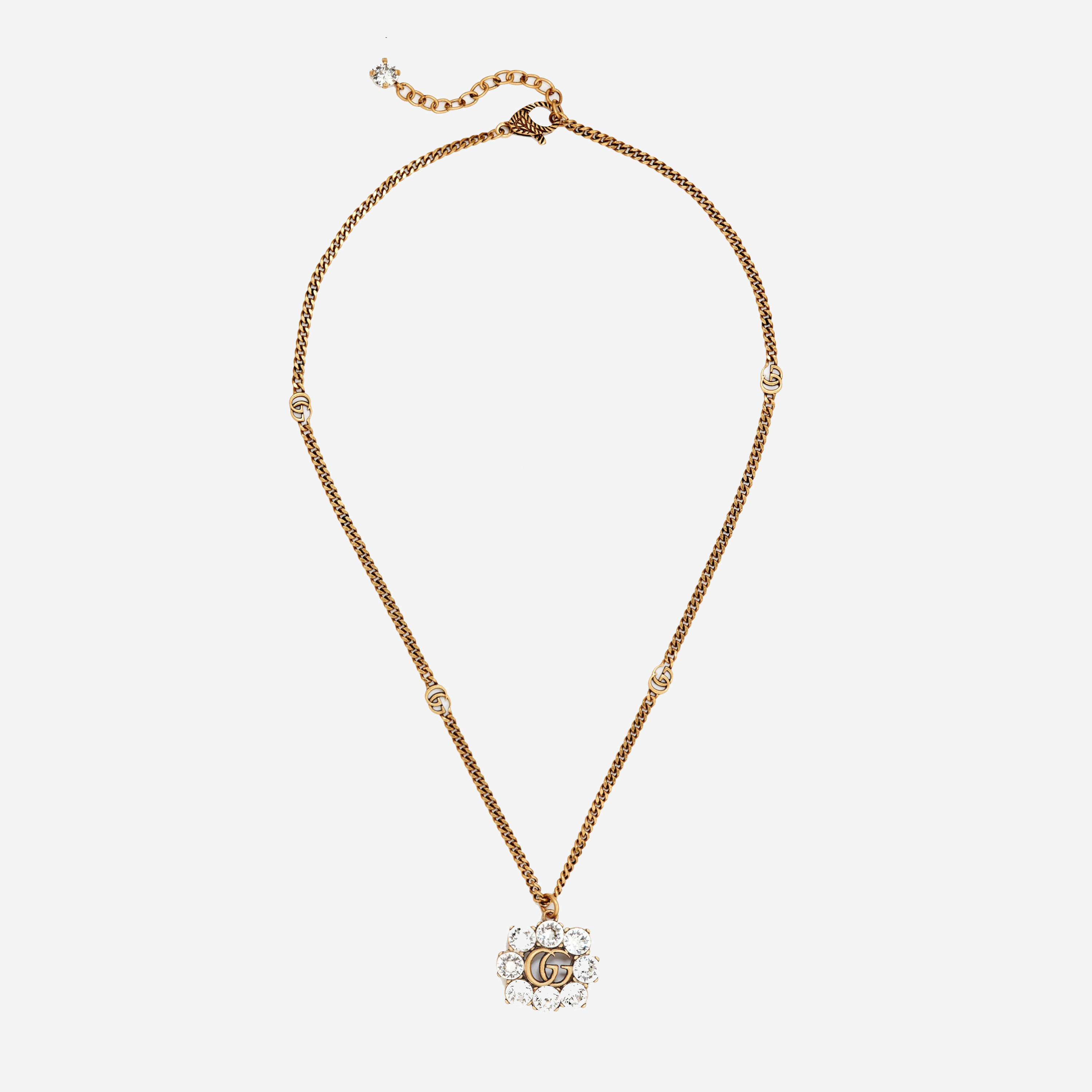  Gucci Crystal Double G Necklace 