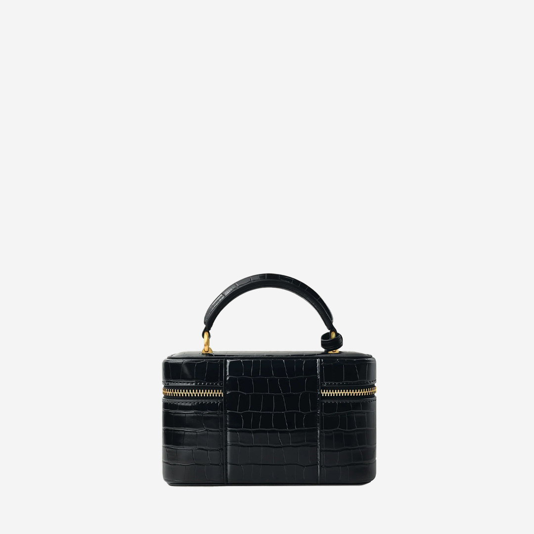  JW PEI Cleo Box Shape Top Handle Bag - Black Croc (Pre-Order Within 14 Days) 