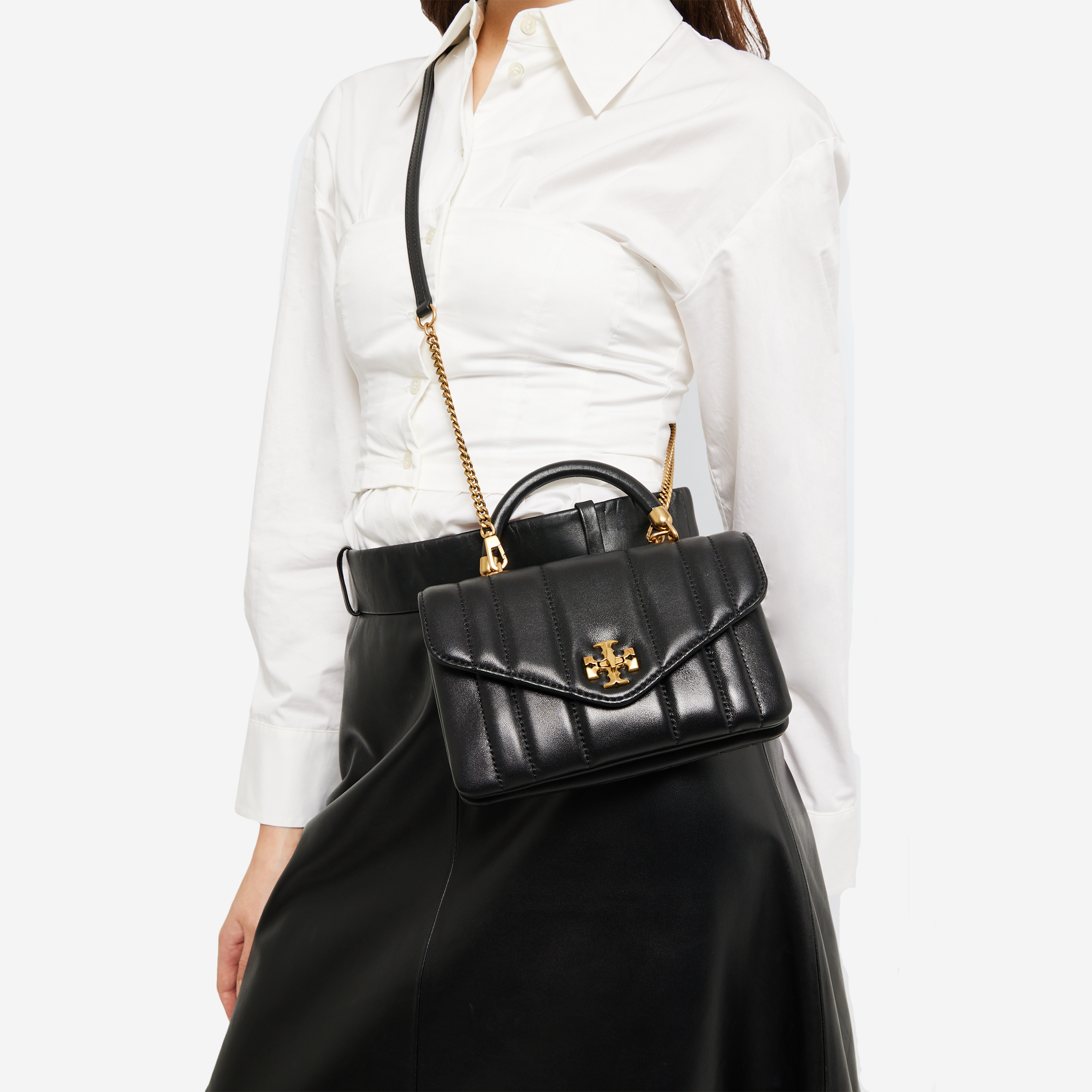  Tory Burch Mini Kira Top Handle Bag Black 
