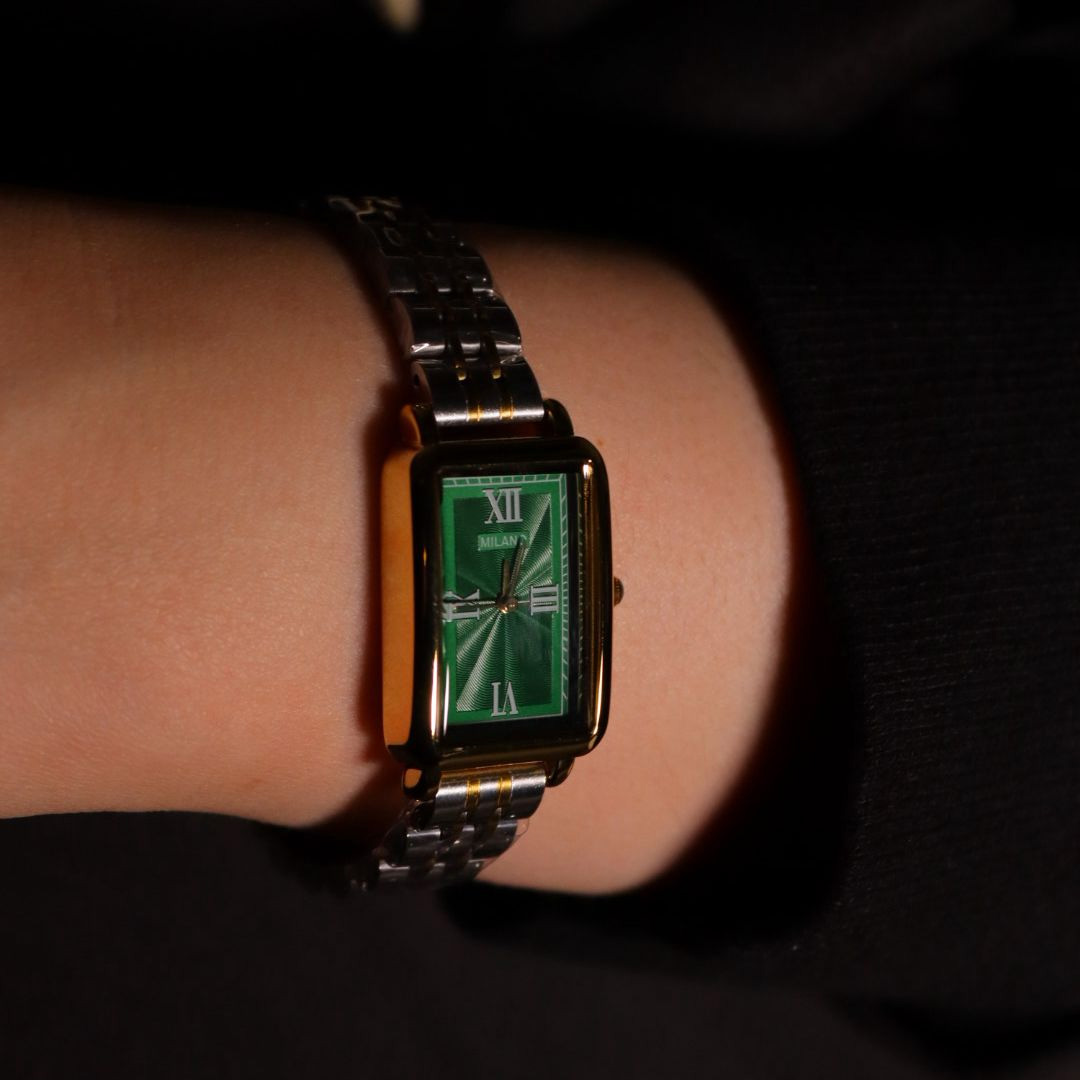  Milano Steel Tourbillon‑Style Green Dial Watch 