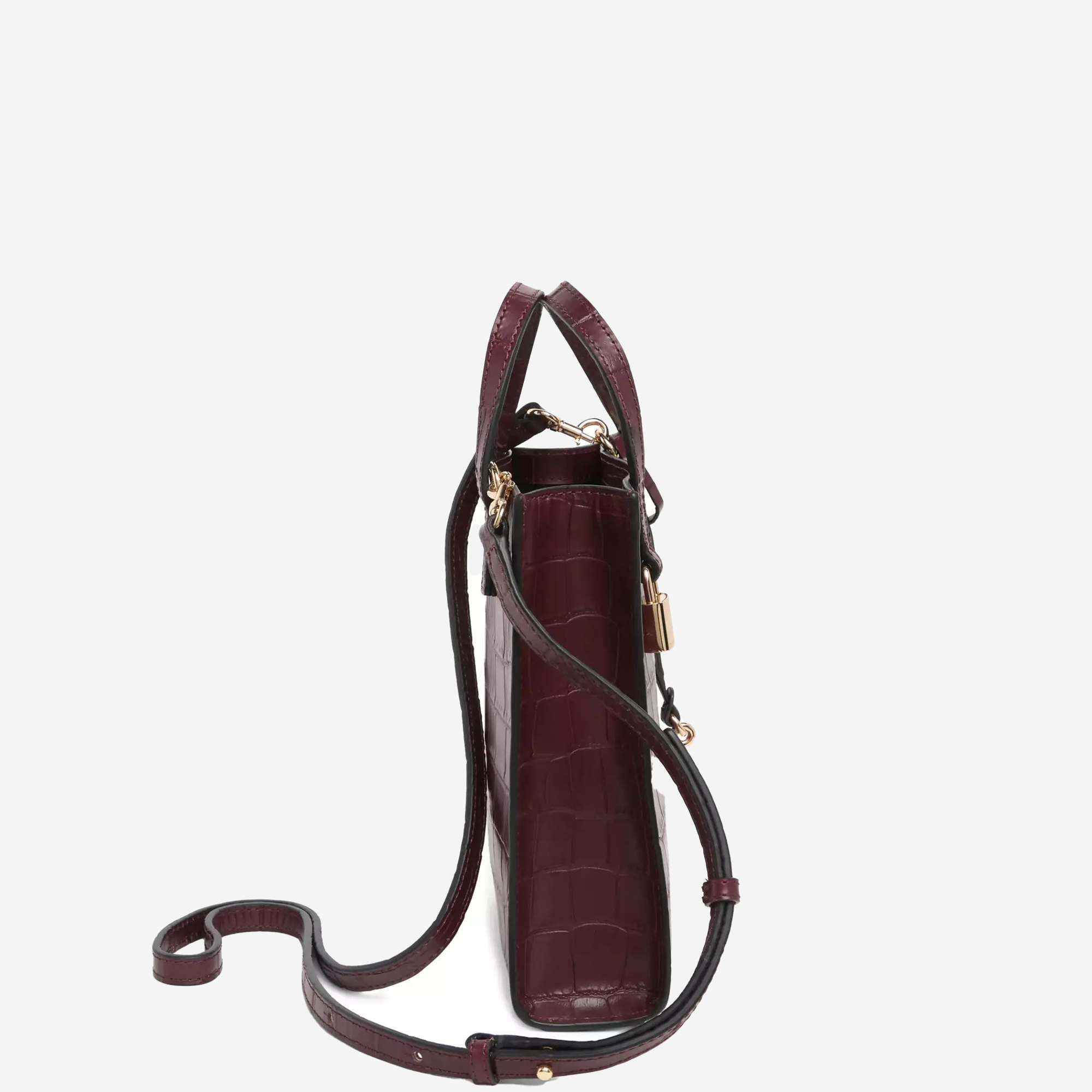  Marc Jacobs Croc Embossed Leather Tote Bag Burgundy 