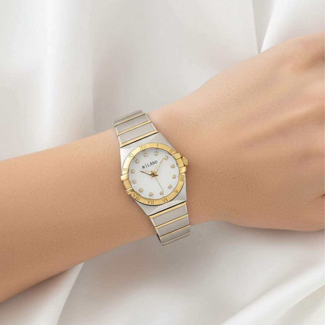  Milano Omega Style Stainless Steel Watch 