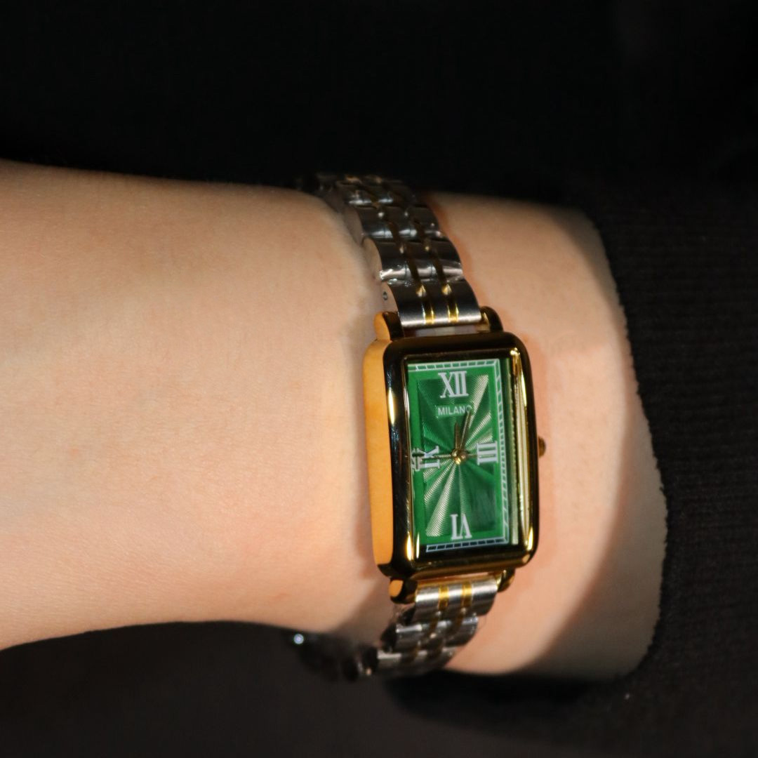  Milano Steel Tourbillon‑Style Green Dial Watch 
