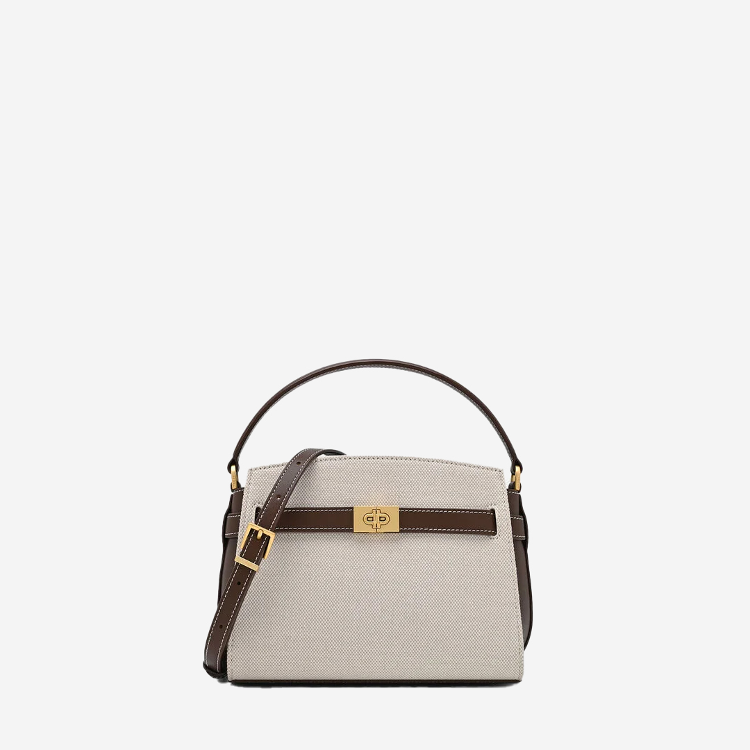  Pedro Belted Canvas Handbag - Dark Brown Canvas 