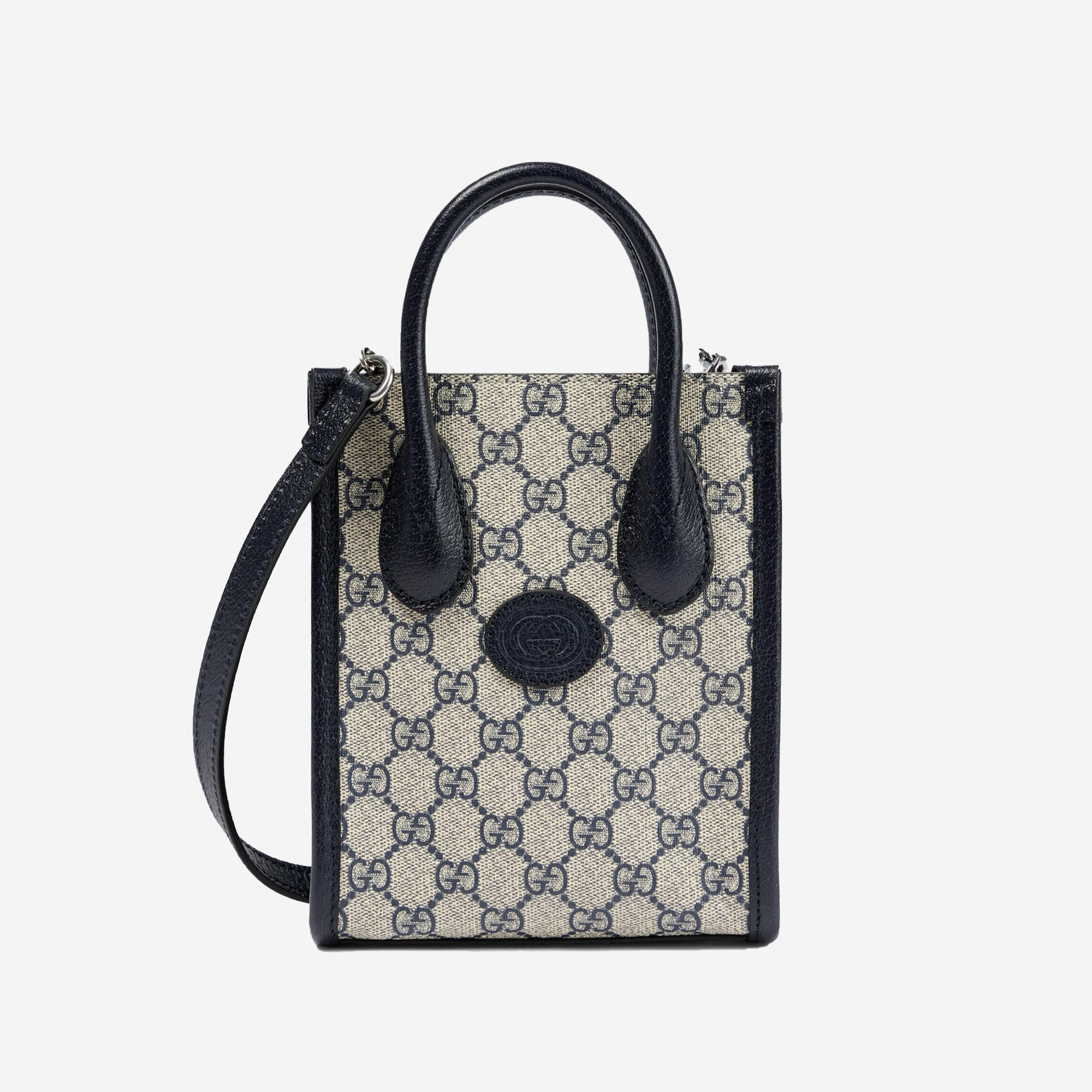  Gucci Mini Tote Bag with Interlocking G Navy Blue  