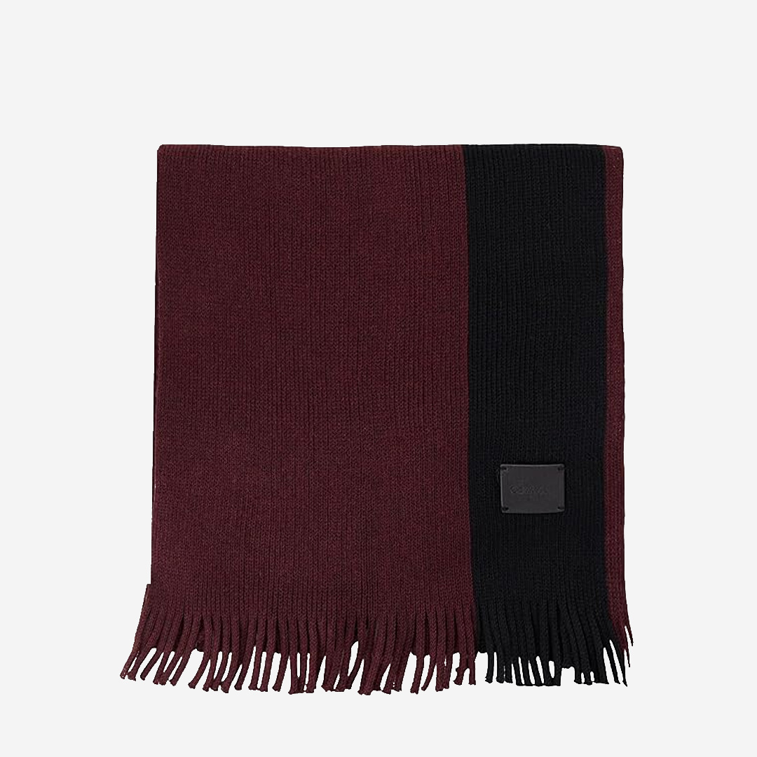   Calvin Klein Men's Thick Wool Blend Side Stripe Logo Scarf 