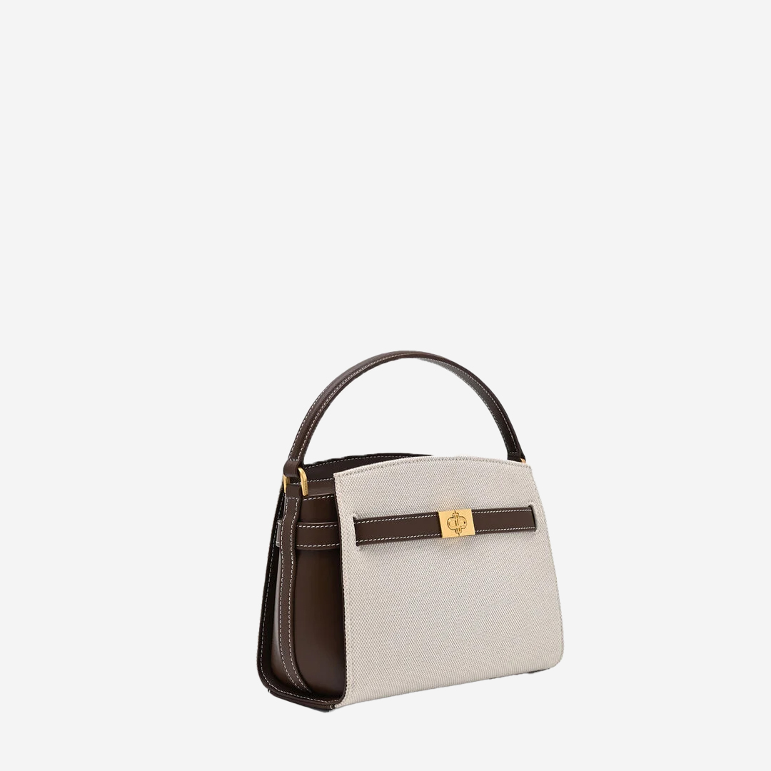  Pedro Belted Canvas Handbag - Dark Brown Canvas 
