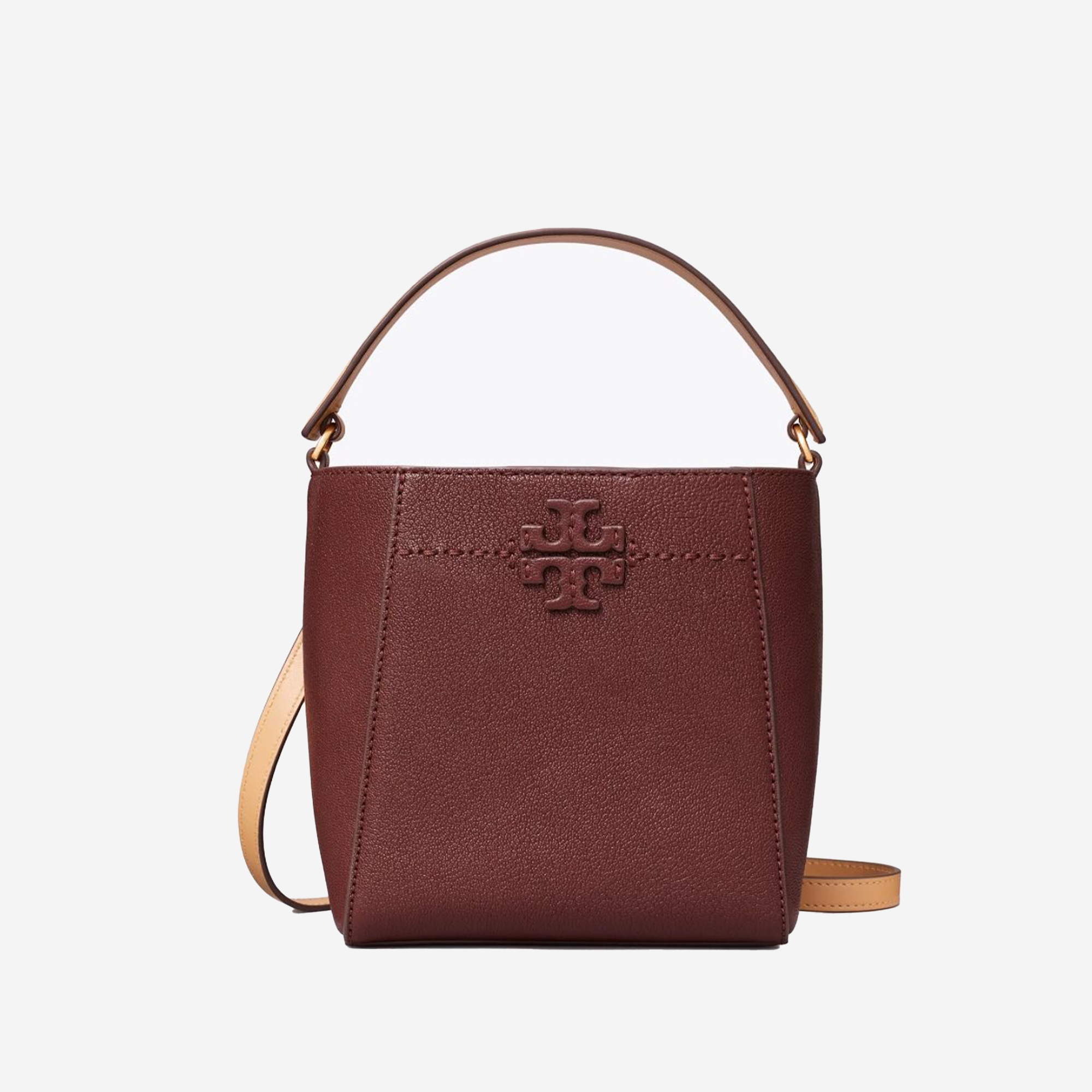  Tory Burch Mcgraw Textured Small Bucket Bag Burgundy 