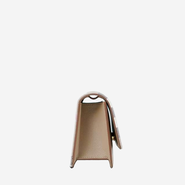  Burberry Check Canvas & Leather Shoulder Bag Women's Beige 