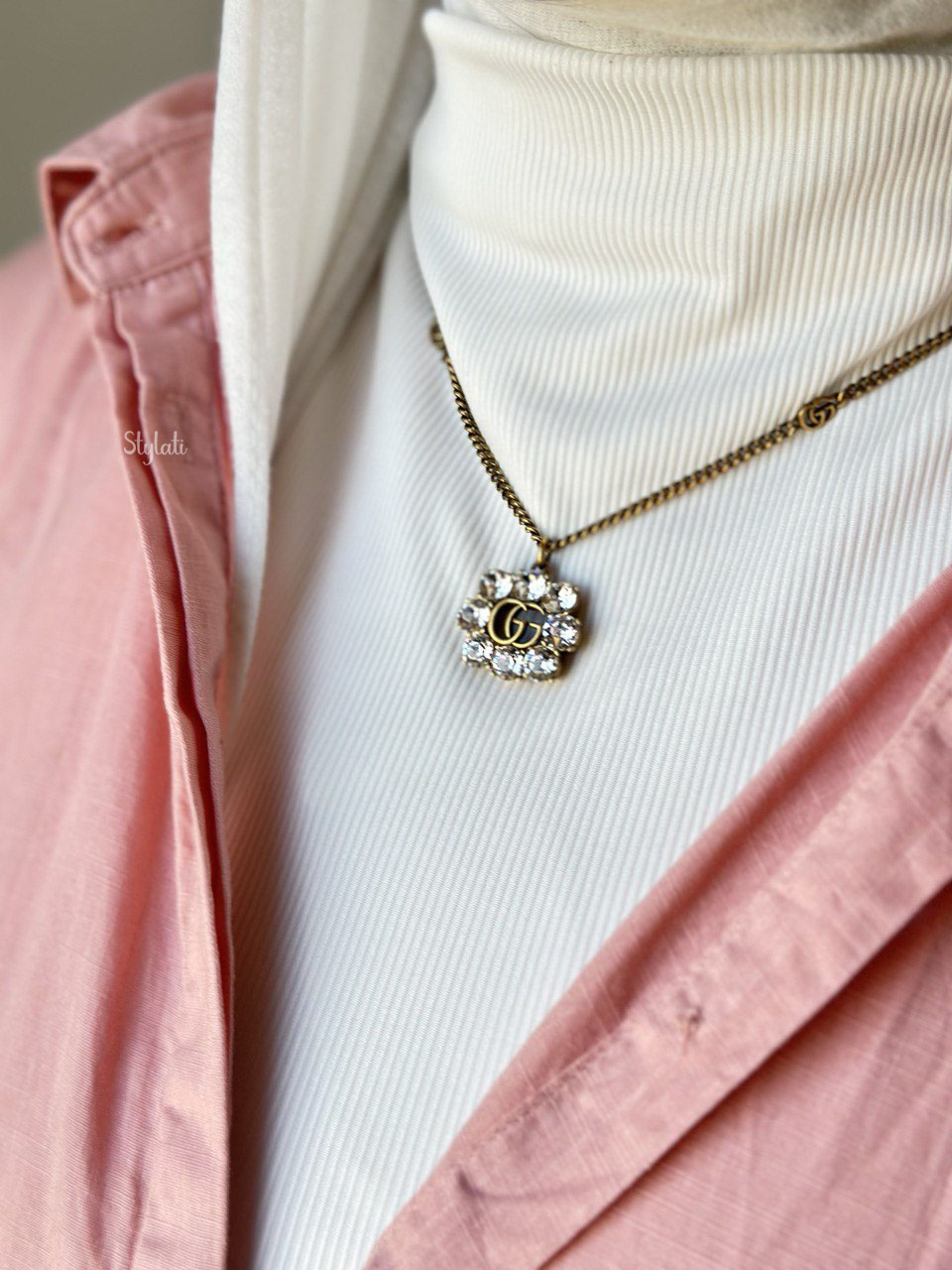  Gucci Crystal Double G Necklace 