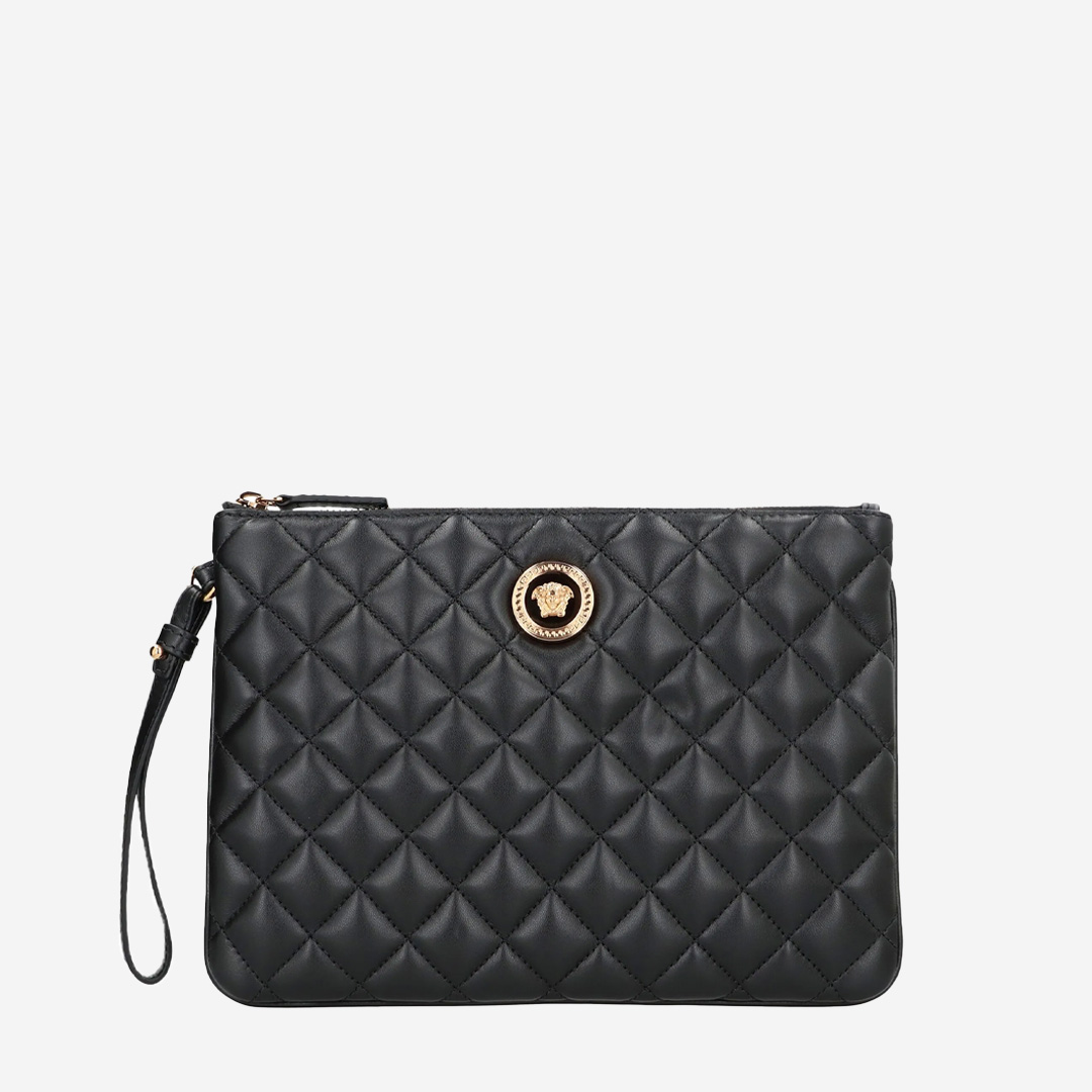  Versace POUCH QUILTED LAMB LEATHER METAL Black 