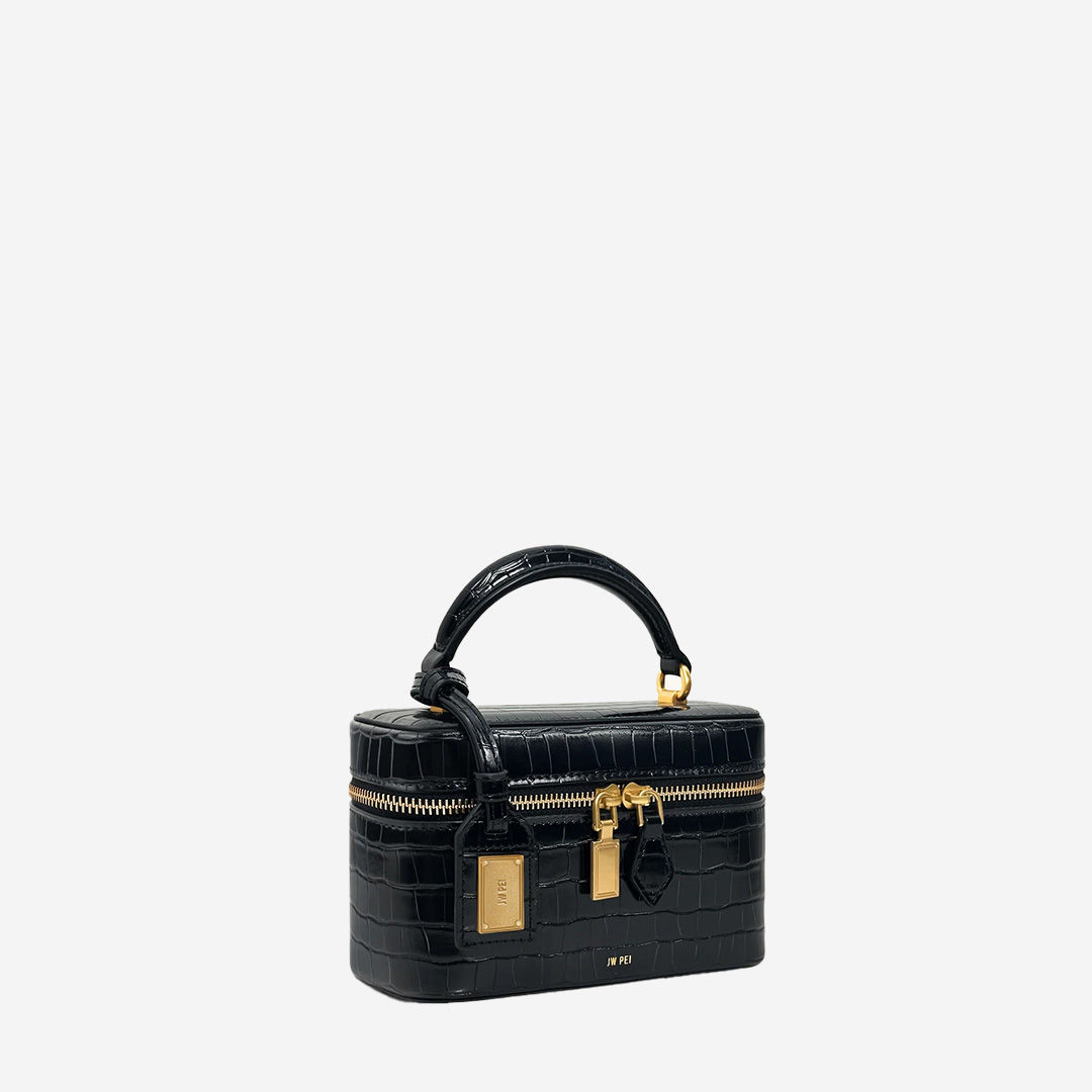  JW PEI Cleo Box Shape Top Handle Bag - Black Croc (Pre-Order Within 14 Days) 