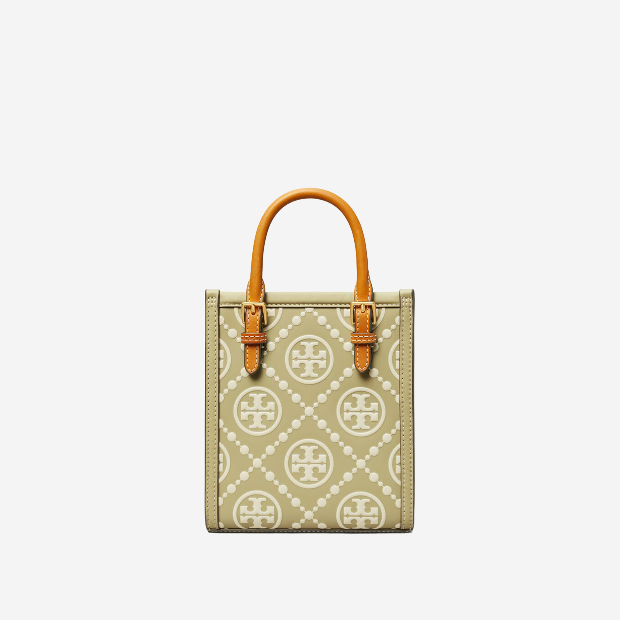  Tory Burch Mini T Monogram Contrast Embossed Tote Olive Sprig 