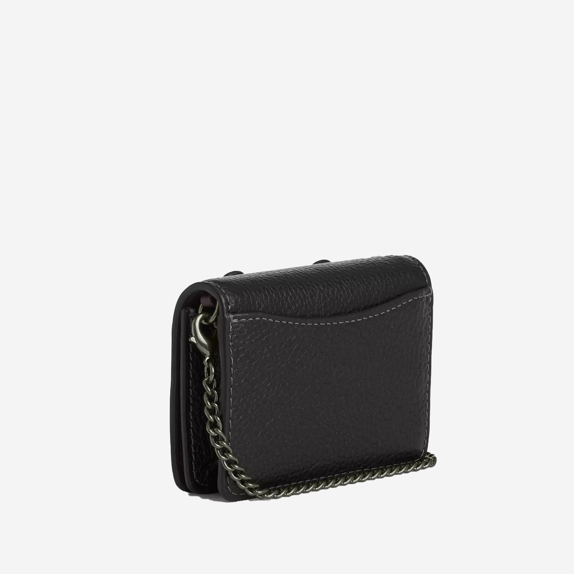   Coach Mini Wallet On A Chain With Floral Applique Gunmetal/Black  