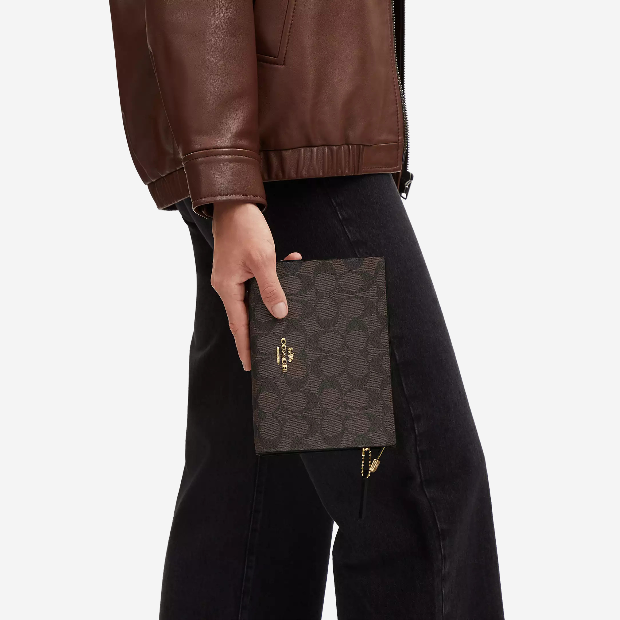  Coach Slim Crossbody Bag In Signature Canvas Gold/Brown Black 