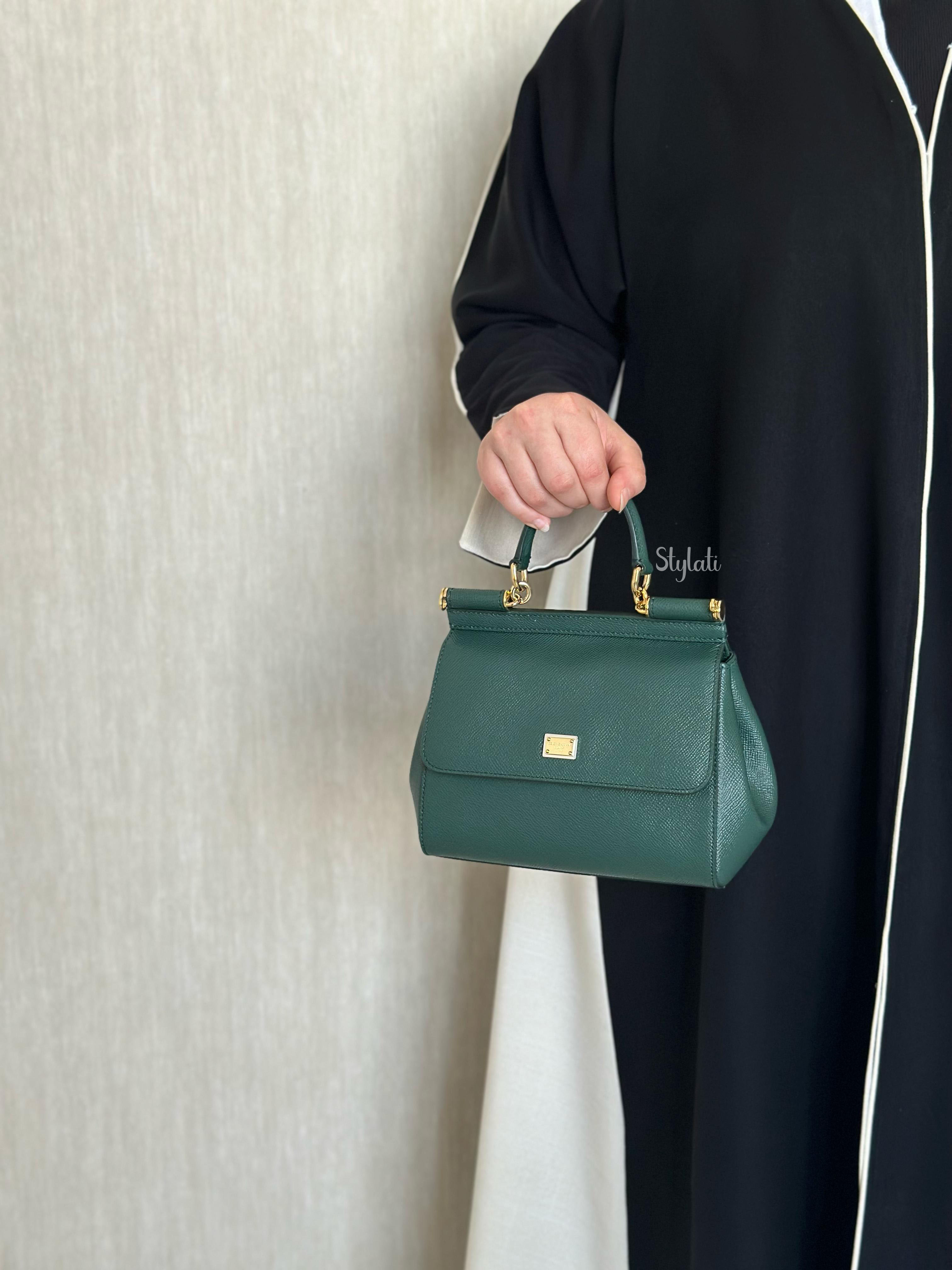  Dolce and Gabbana Sicily Calfskin Leather Logo Handbag 