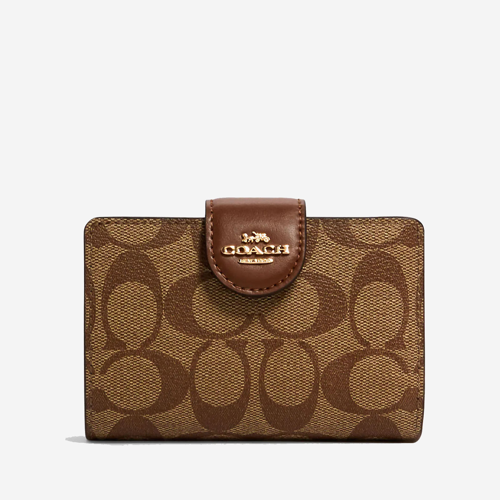  Coach Signature Canvas Medium Corner Zip Wallet 