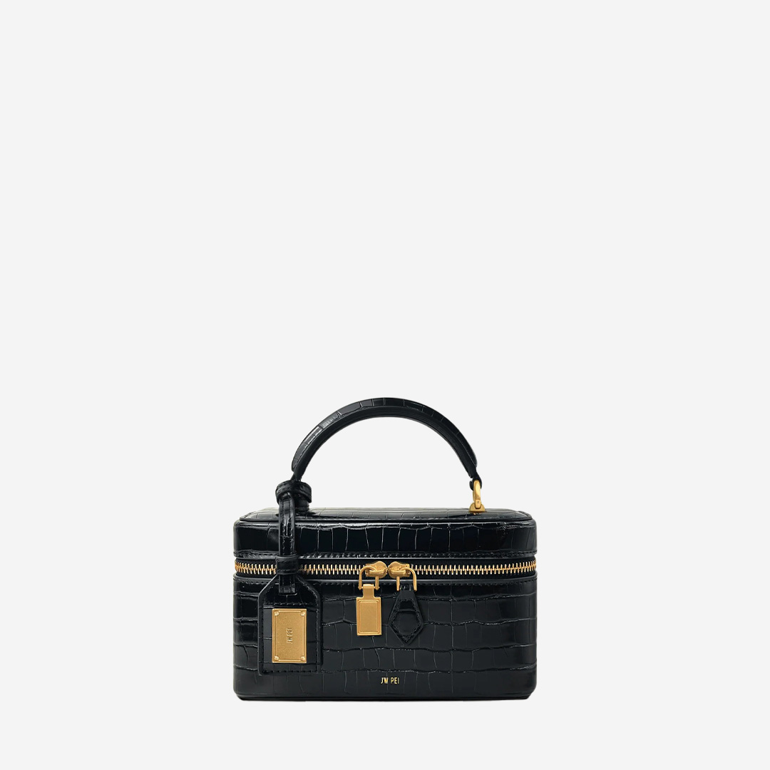  JW PEI Cleo Box Shape Top Handle Bag - Black Croc (Pre-Order Within 14 Days) 
