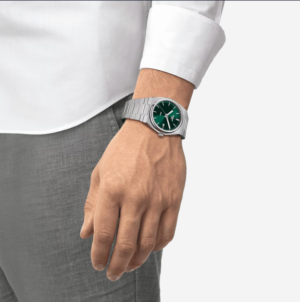  Tissot PRX Green Dial Silver Steel Strap Watch For Men 