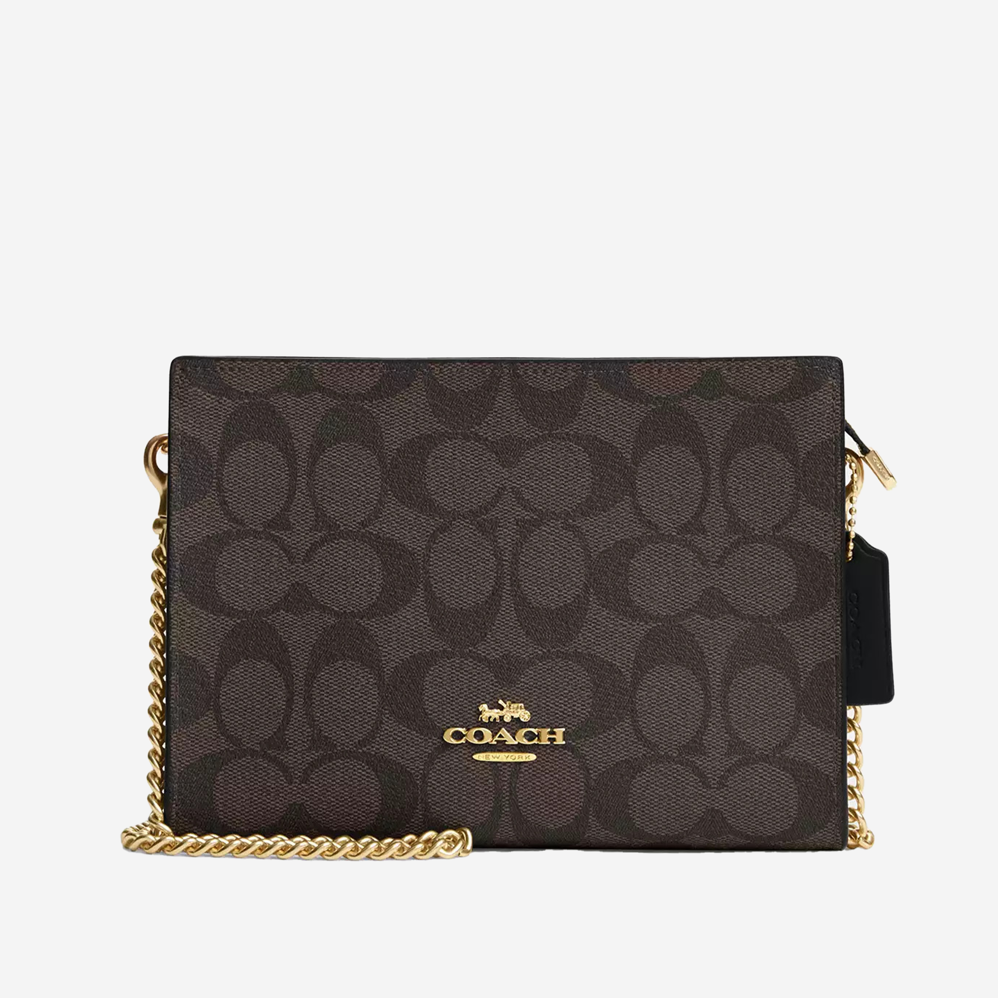  Coach Slim Crossbody Bag In Signature Canvas Gold/Brown Black 