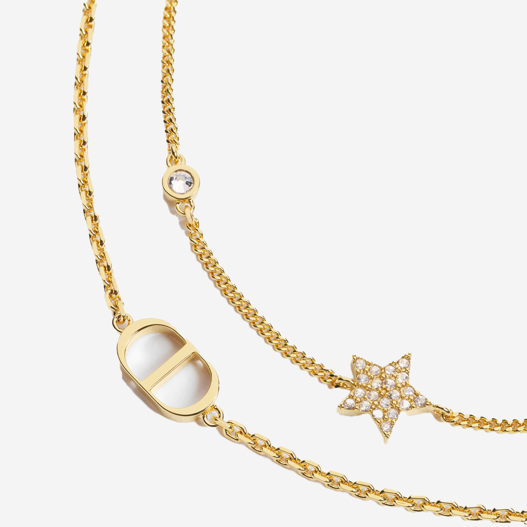  Dior Petit CD Double Bracelet Gold-Finish Metal and Sparkling Crystals  