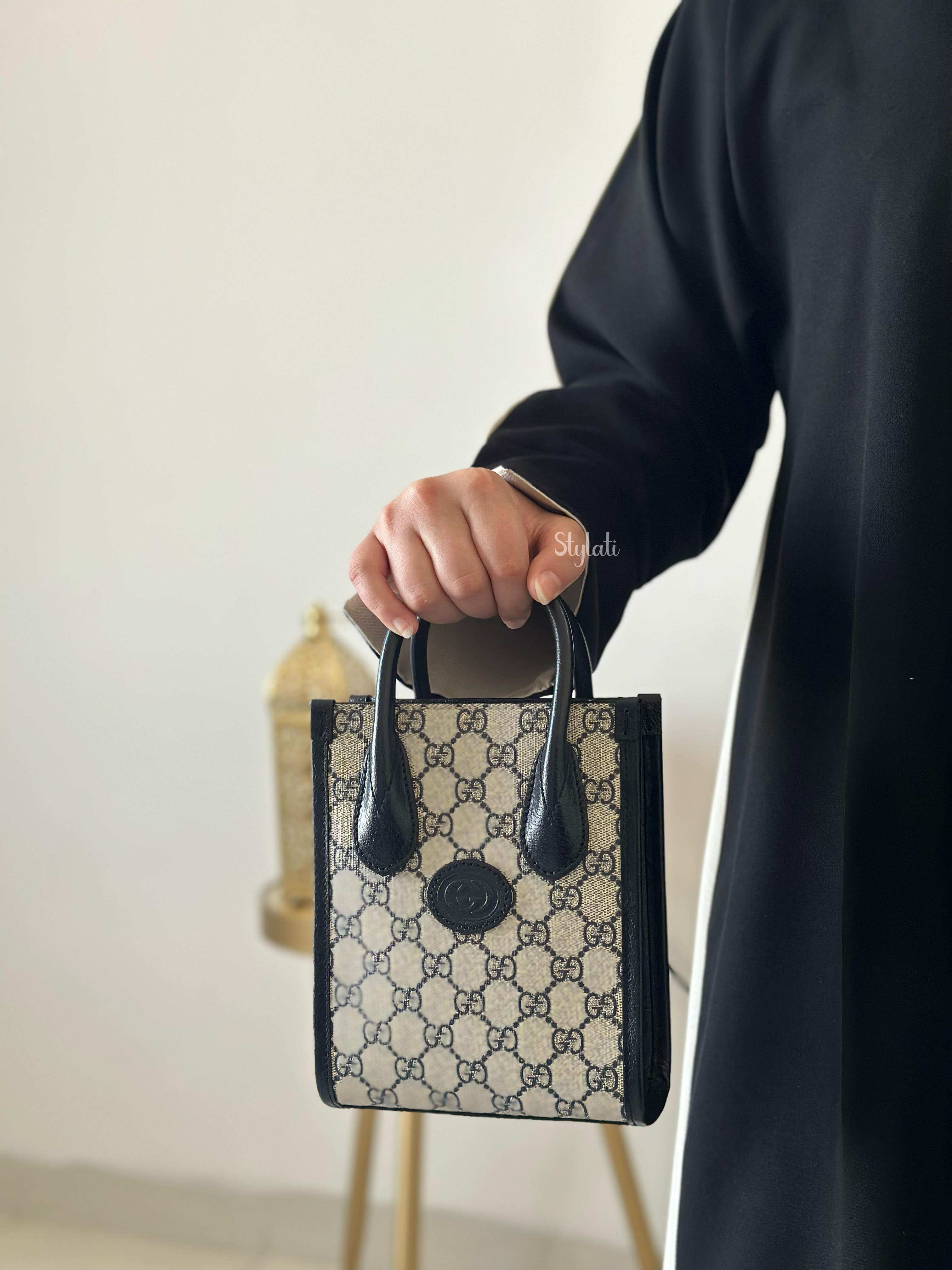  Gucci Mini Tote Bag with Interlocking G Navy Blue  