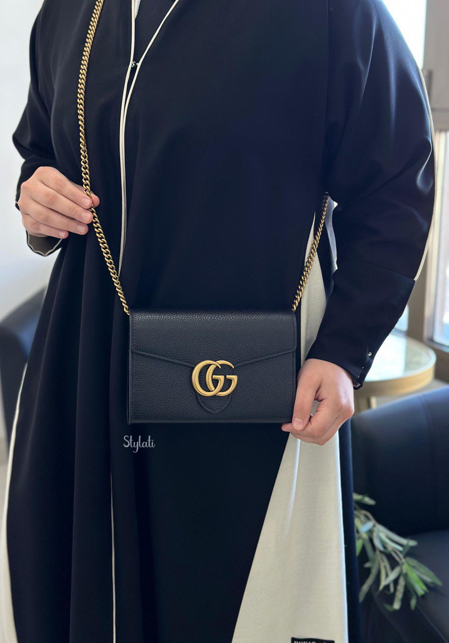  Gucci GG Marmont Mini Wallet On Chain Black 