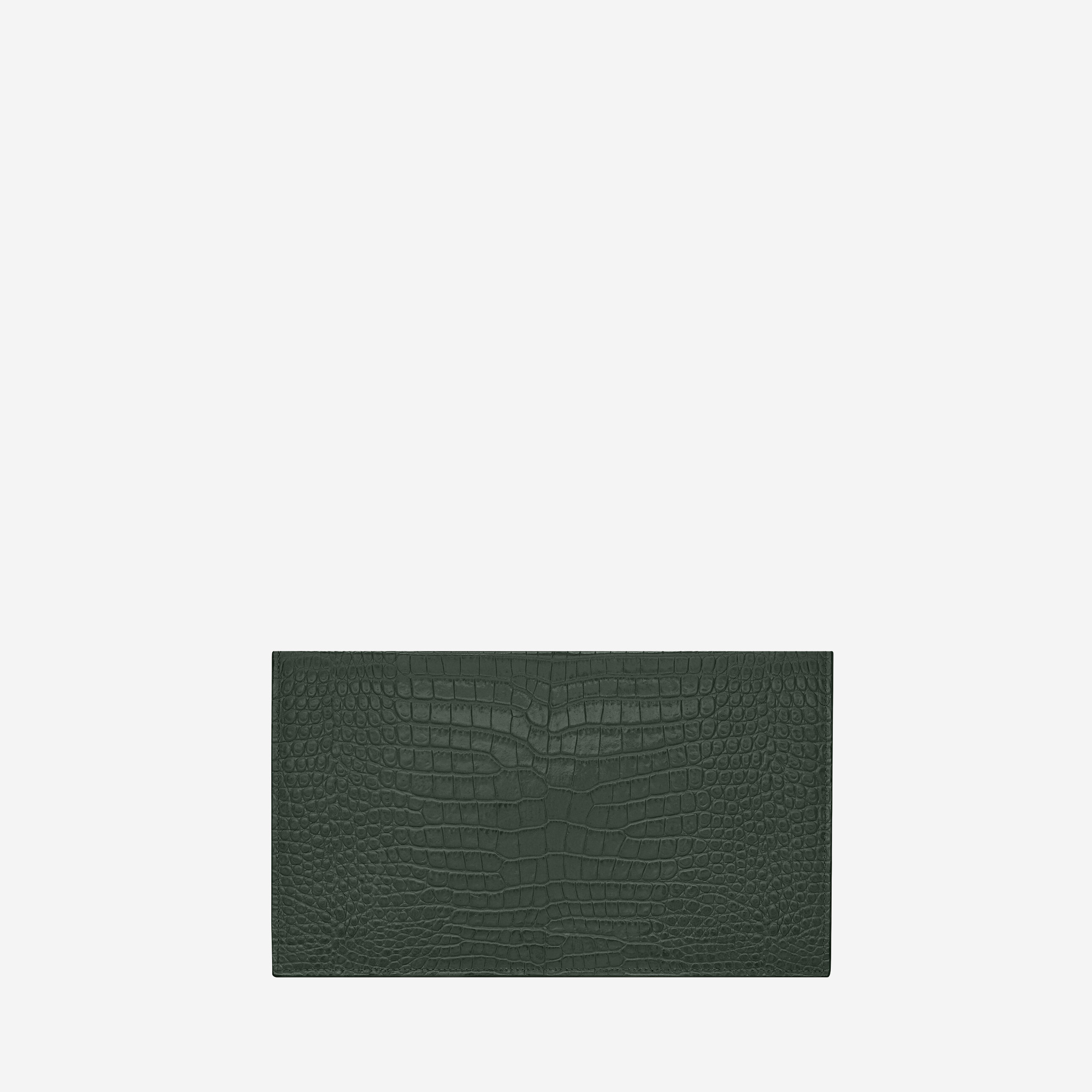  Saint Laurent Uptown Pouch In Crocodile-Embossed Shiny Leather 