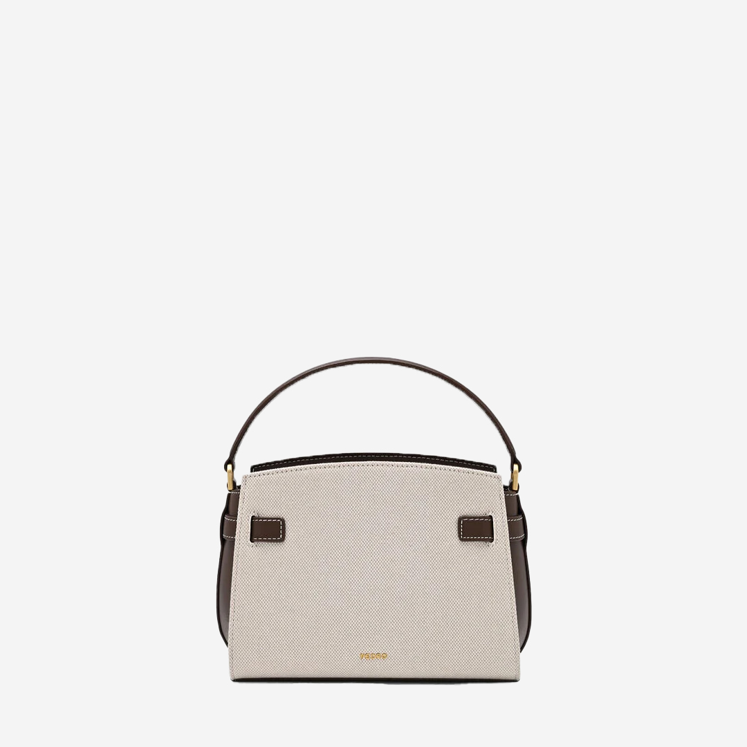 Pedro Belted Canvas Handbag - Dark Brown Canvas 