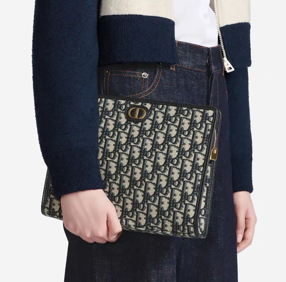  Dior 30 Montaigne Dea Pouch Blue Oblique Jacquard 