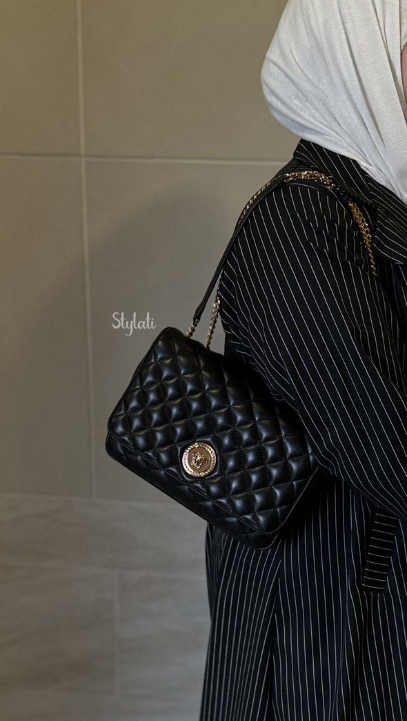  Versace Quilted Lamb Leather Shoulder Bag 