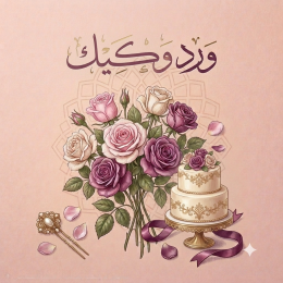 تشكبلة من التنسيقات الجميلة المكونة من الورد والكيك
