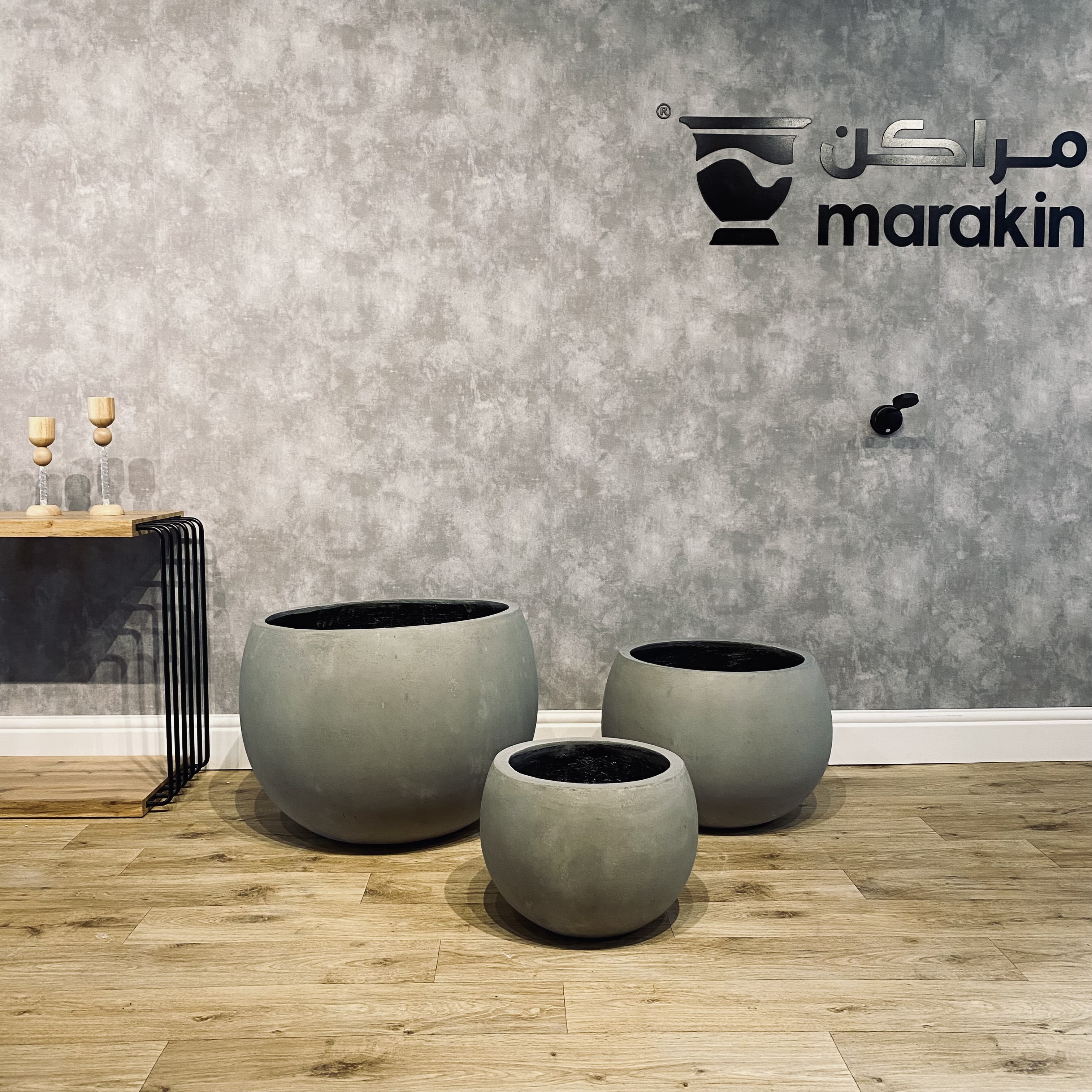   طقم مراكن دائرية 3 قطع GRC لون اسمنتي 