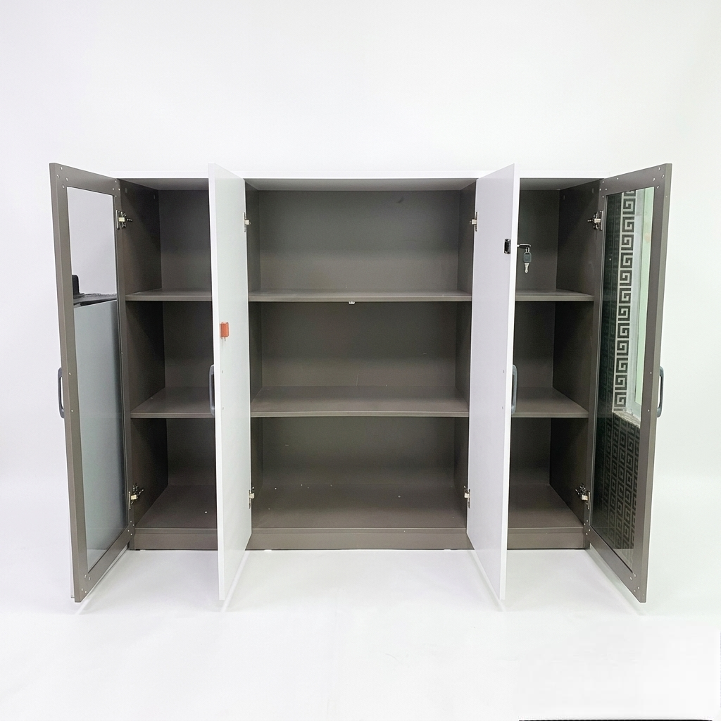 دولاب ملفات إداري 4 أبواب موديل  - تصميم عصري مع واجهة زجاجية
