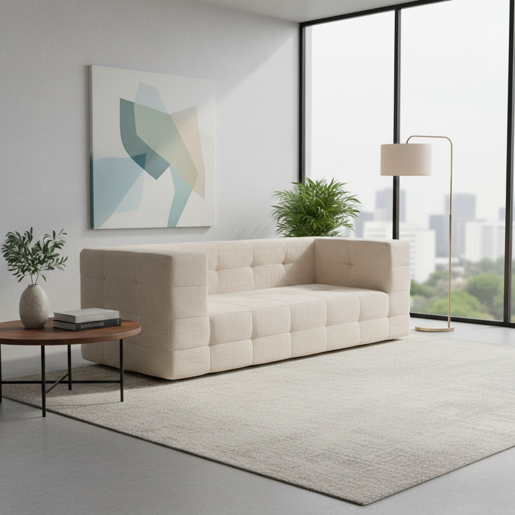 كنبة مودرن بتصميم هندسي أنيق ومبطن