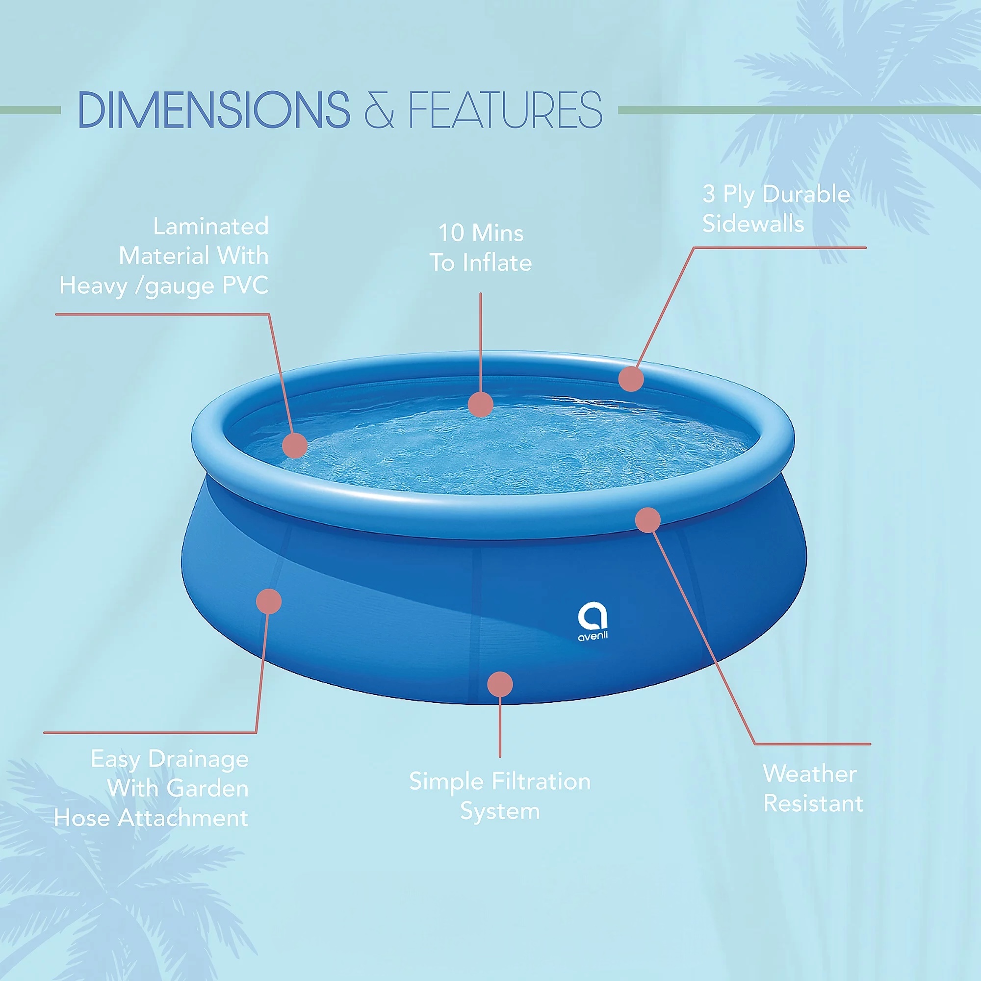  Large Round Inflatable Pool with Blue Inflatable Ring 