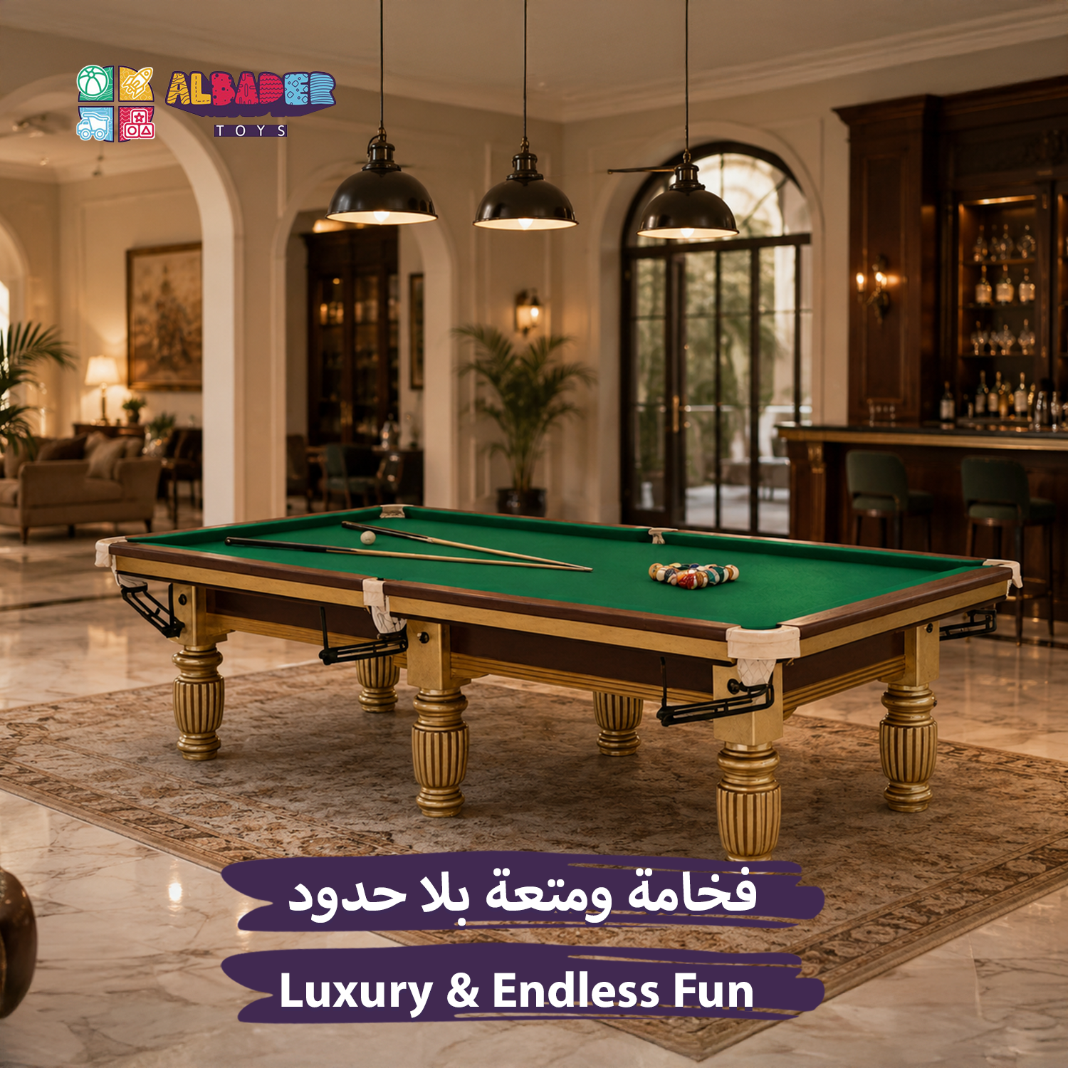  9ft International Standard Snooker Table – Professional Snooker Table with a Luxurious Classic Design, Premium Playing Surface, and Excellent Stability for Competitions and Entertainment 