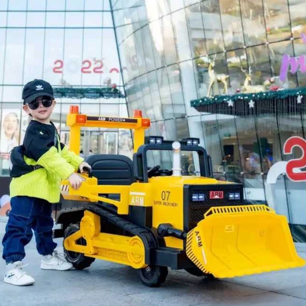  12V Ride-On Bulldozer Toy for Kids - Electric Car with Bulldozer Design 
