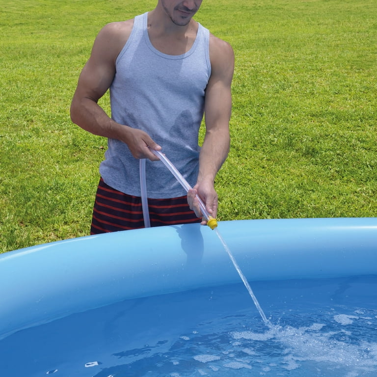  Large Round Inflatable Pool with Blue Inflatable Ring 