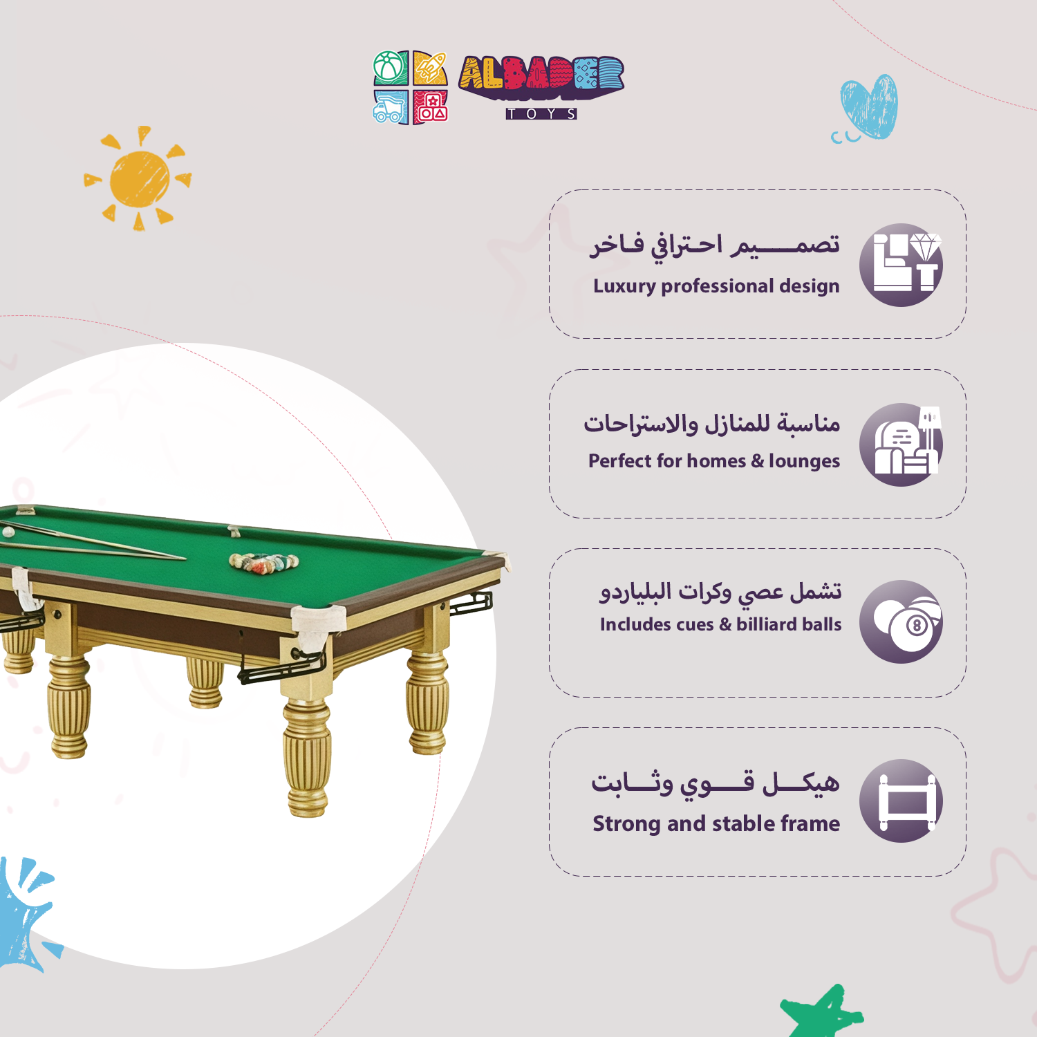  9ft International Standard Snooker Table – Professional Snooker Table with a Luxurious Classic Design, Premium Playing Surface, and Excellent Stability for Competitions and Entertainment 