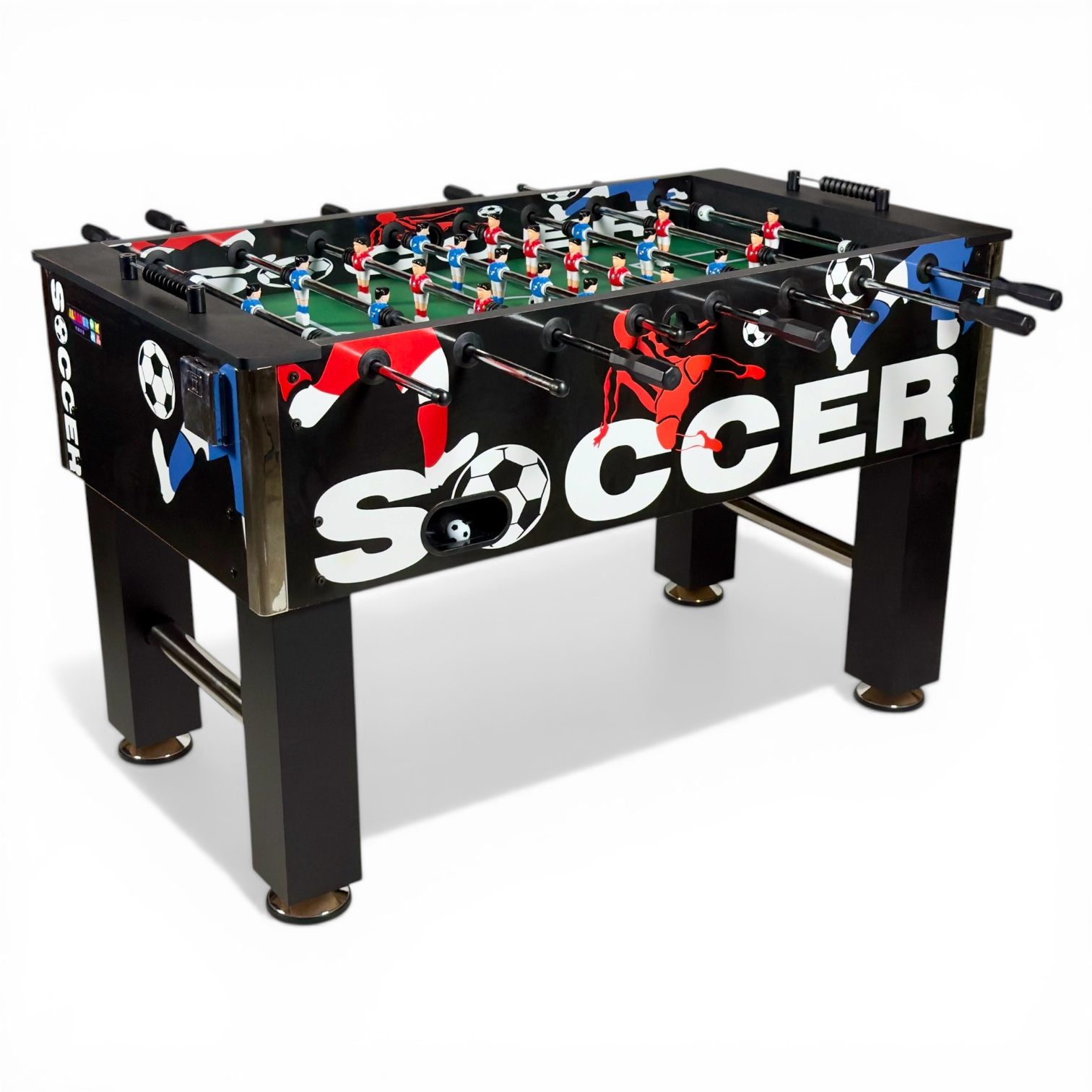  Black Foosball Table in International Size - Wooden Foosball Table 