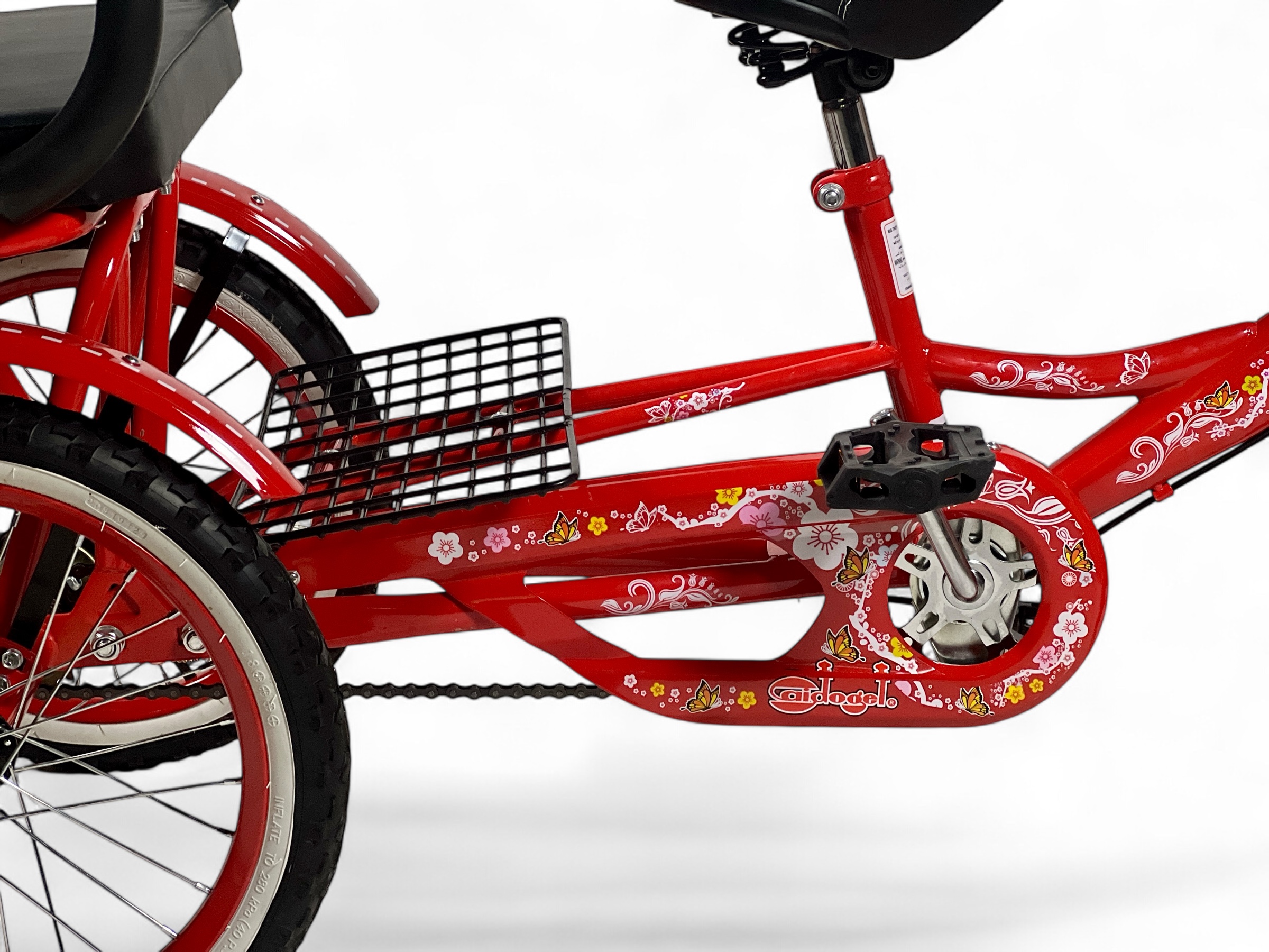  Bicycle with rear seat pad, size 16 – Rikisha-style bike with a unique back seat design Red Color 