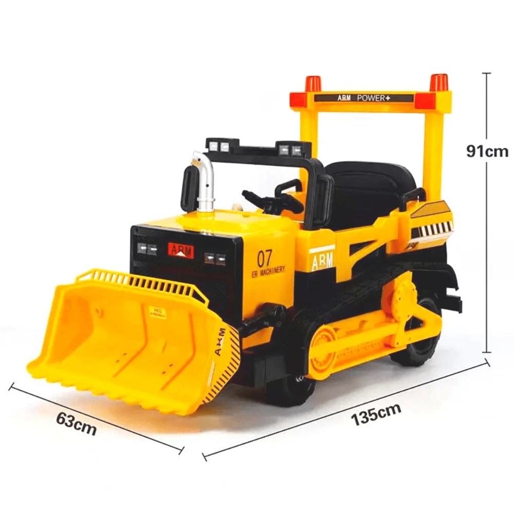  12V Ride-On Bulldozer Toy for Kids - Electric Car with Bulldozer Design 