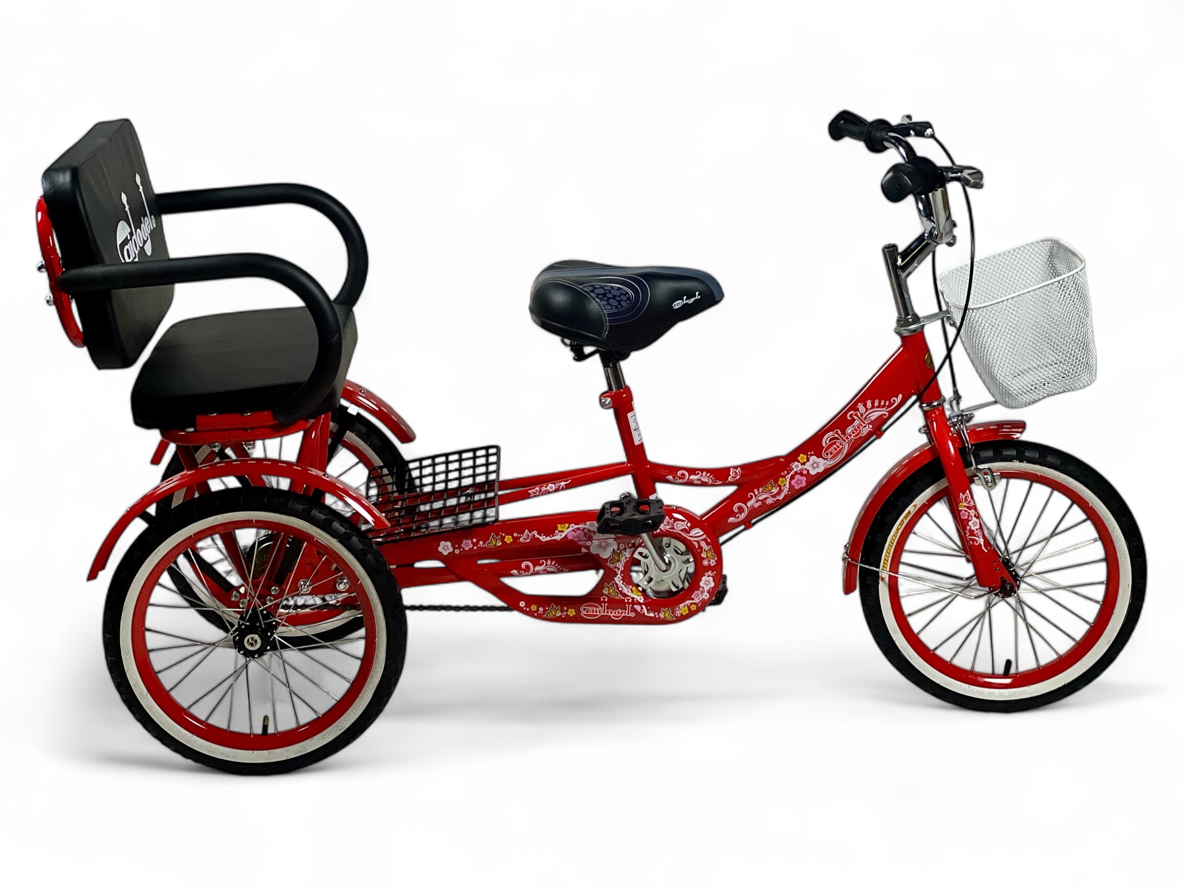 Bicycle with rear seat pad, size 16 – Rikisha-style bike with a unique back seat design Red Color 