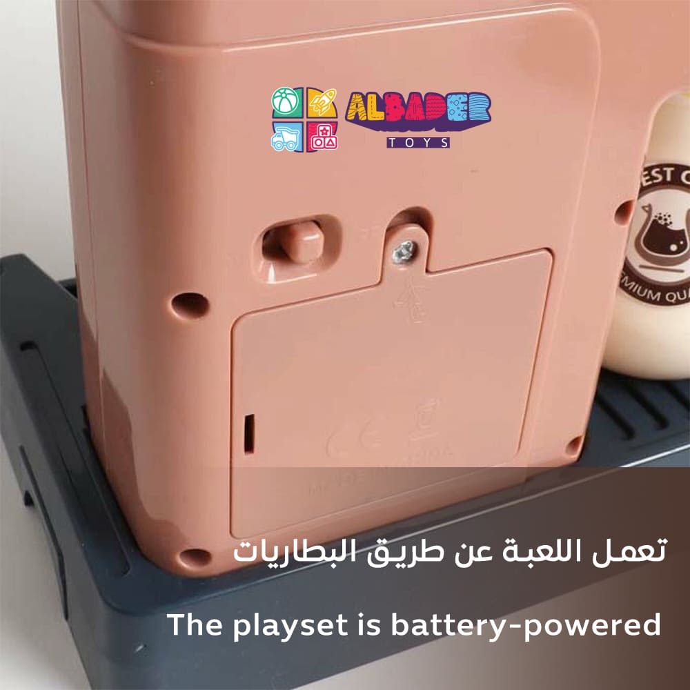  لعبة ستاند كاشير ومتجر قهوة للأطفال مع عدة ملحقات إضافية 