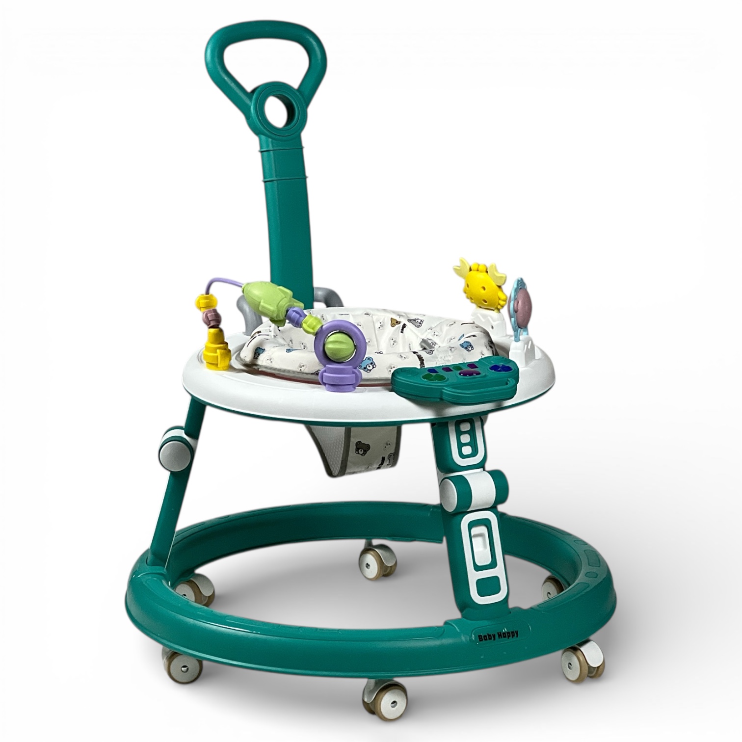  Circular Baby Walker with Push Handle and 360° Rotating Seat – Baby Walker with Push Bar 