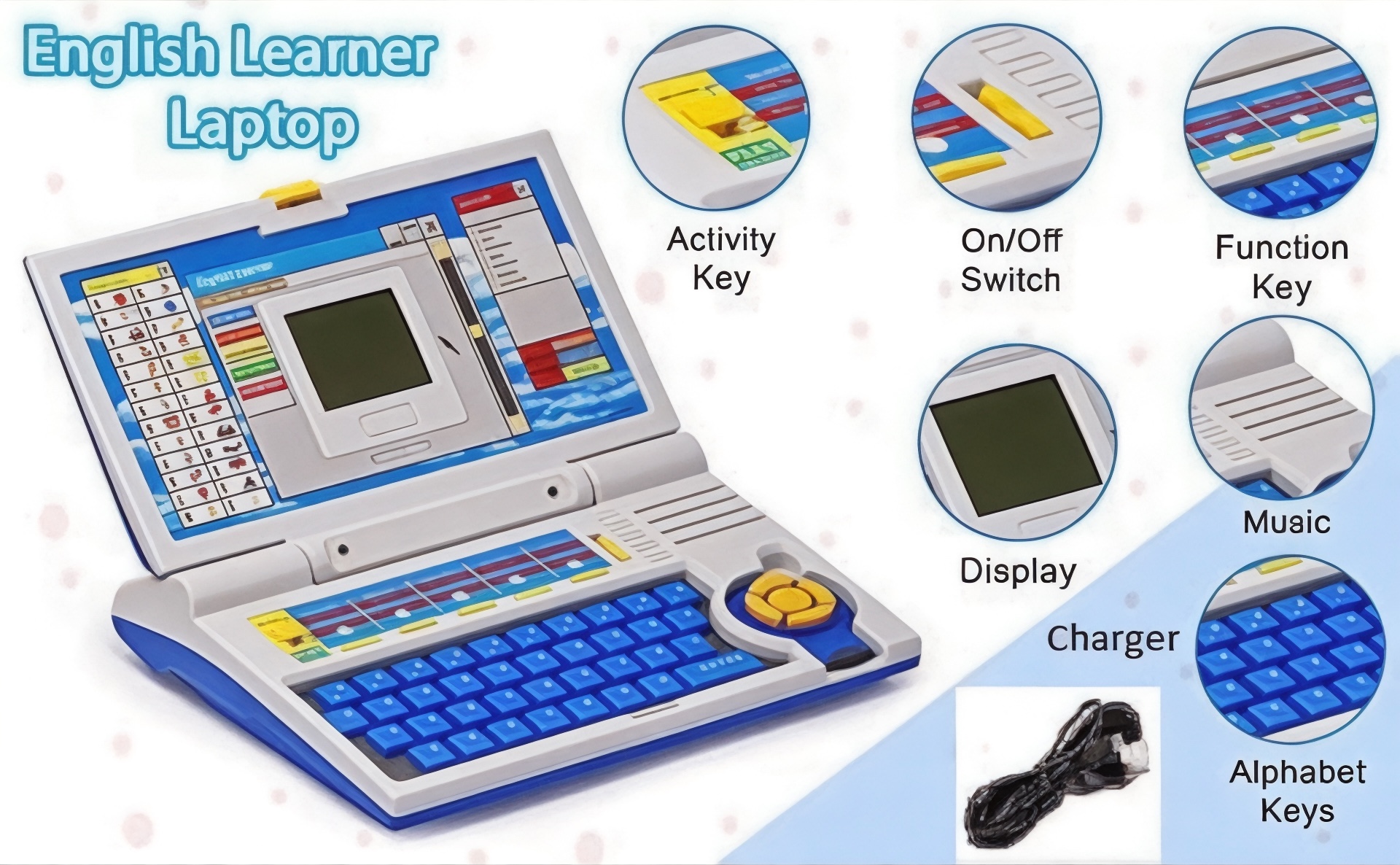  Kids’ English Learning Laptop Toy – Educational Computer for Children 
